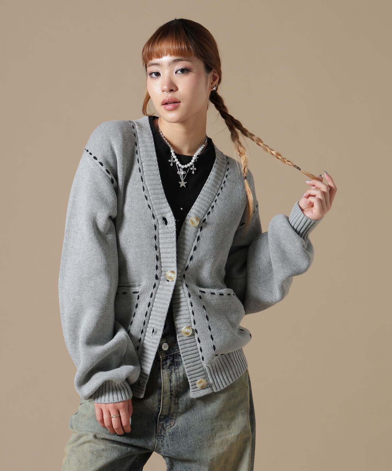 DankeSchon/ダンケシェーン/WOMEN STITCH KNIT CARDIGAN