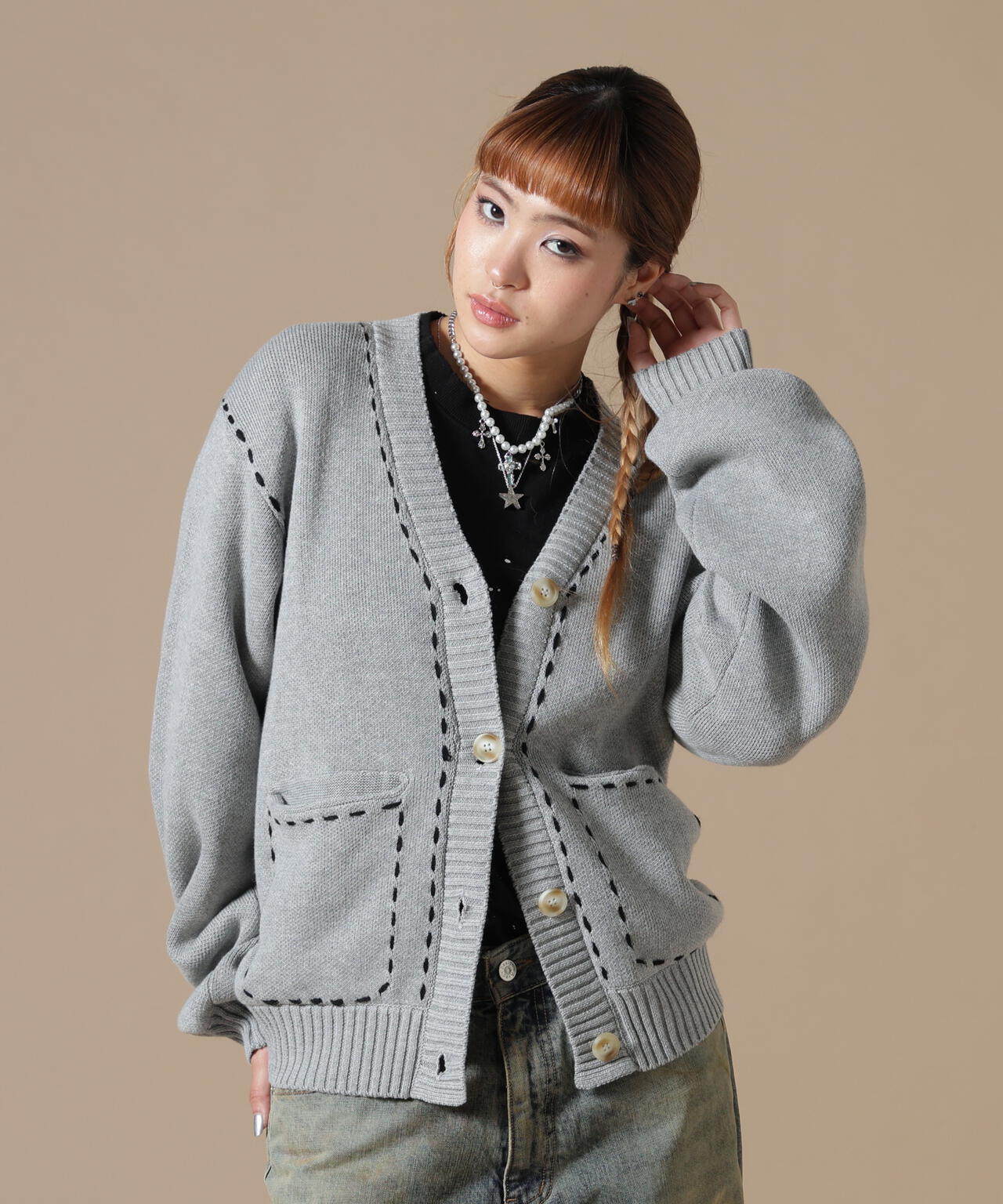 DankeSchon/ダンケシェーン/WOMEN STITCH KNIT CARDIGAN