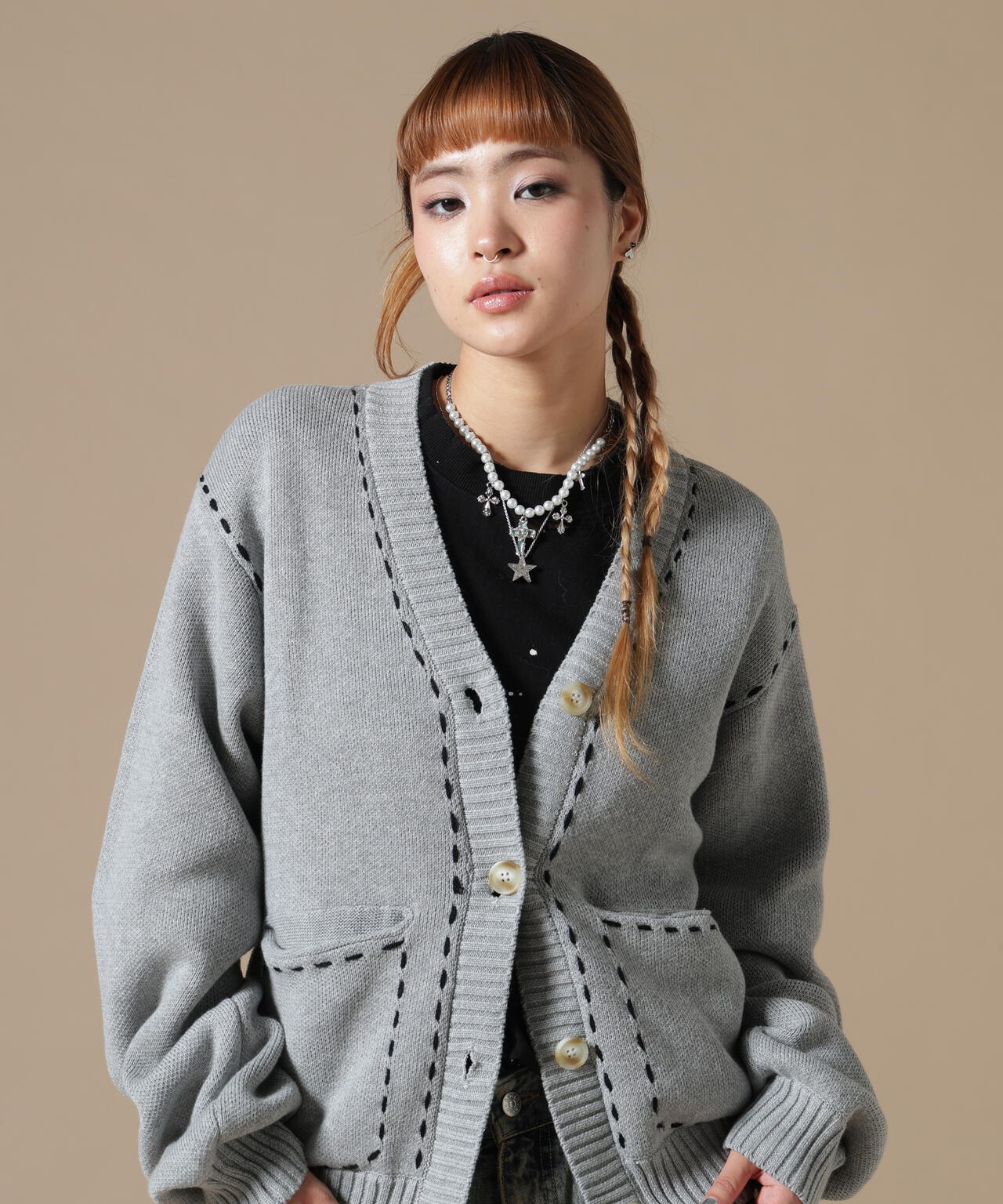DankeSchon/ダンケシェーン/WOMEN STITCH KNIT CARDIGAN