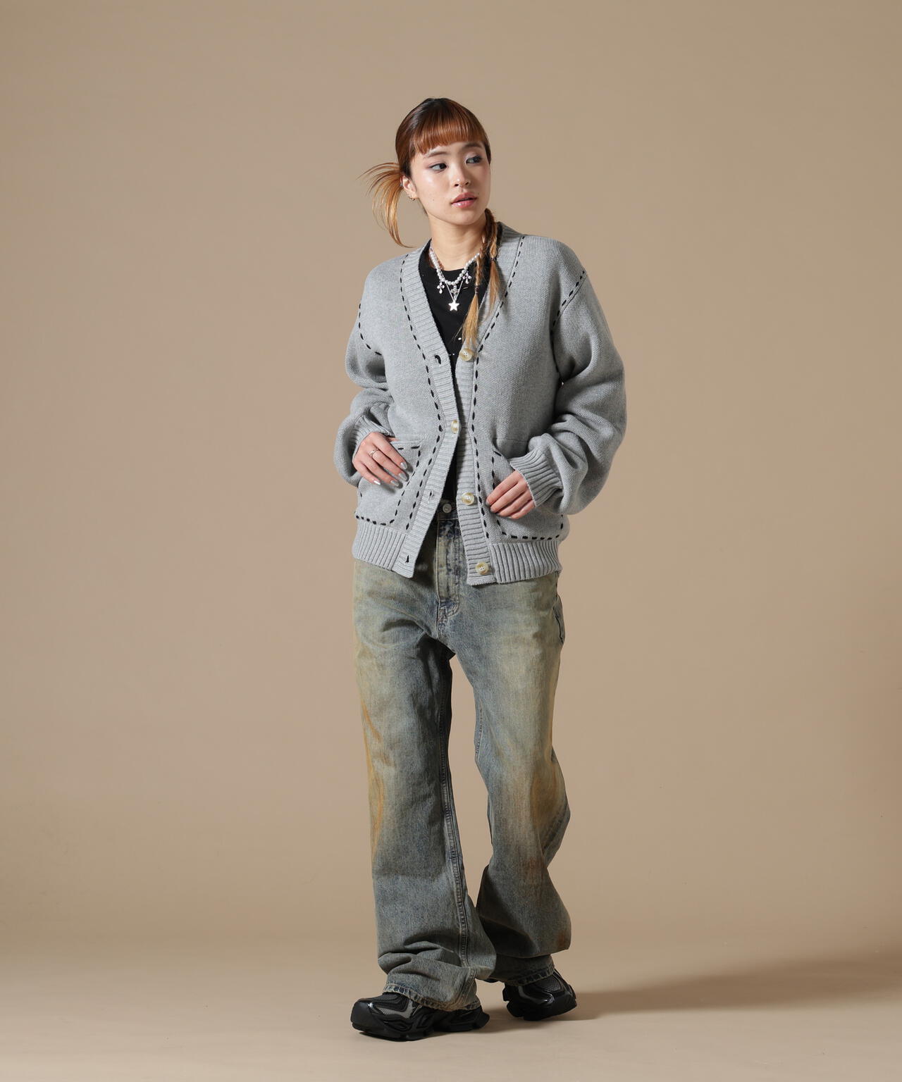 DankeSchon/ダンケシェーン/WOMEN STITCH KNIT CARDIGAN