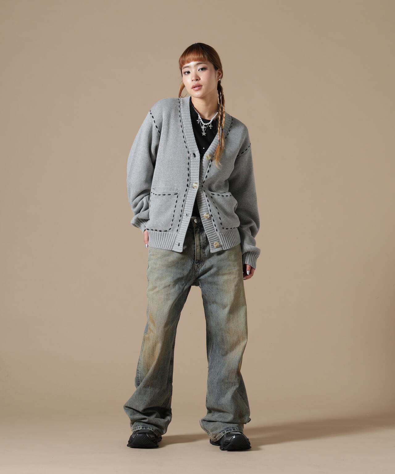 DankeSchon/ダンケシェーン/WOMEN STITCH KNIT CARDIGAN