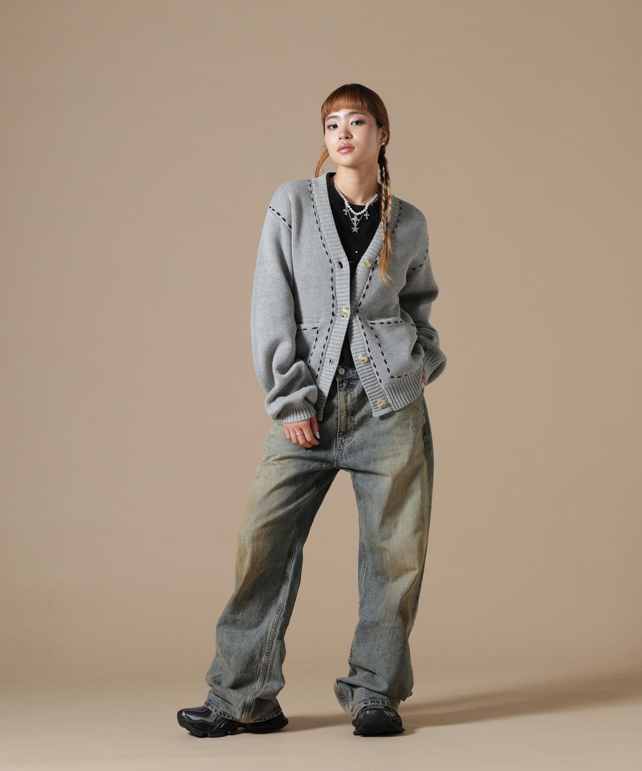 DankeSchon/ダンケシェーン/WOMEN STITCH KNIT CARDIGAN