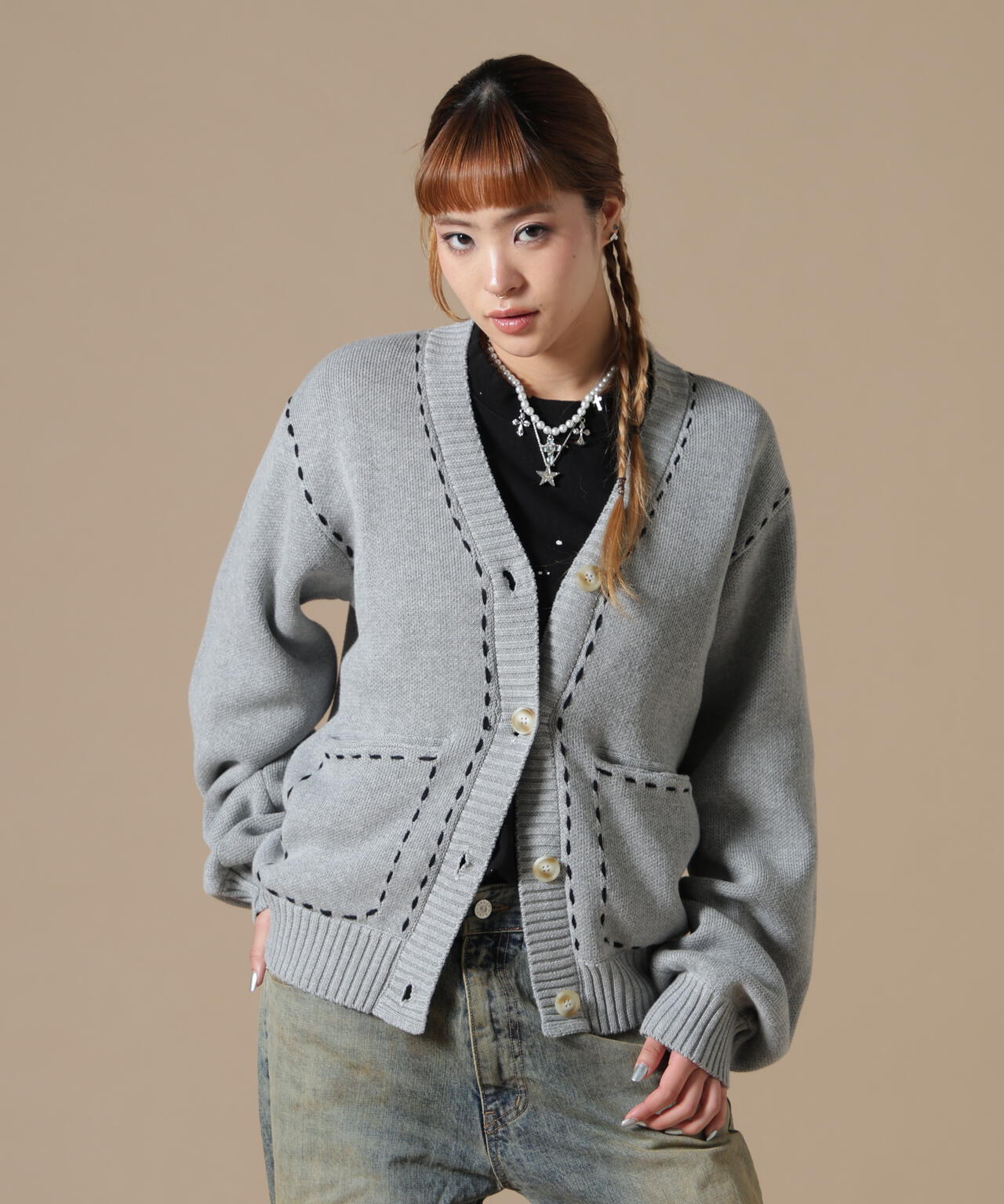 DankeSchon/ダンケシェーン/WOMEN STITCH KNIT CARDIGAN | L.H.P