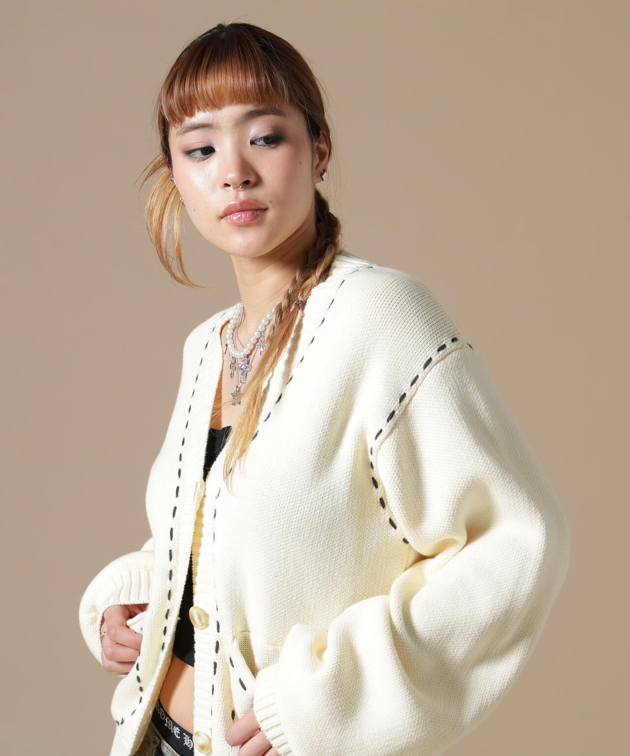DankeSchon/ダンケシェーン/WOMEN STITCH KNIT CARDIGAN