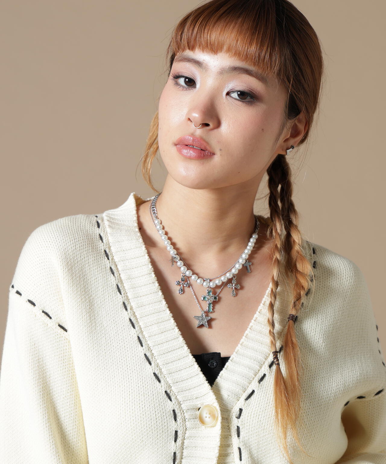DankeSchon/ダンケシェーン/WOMEN STITCH KNIT CARDIGAN