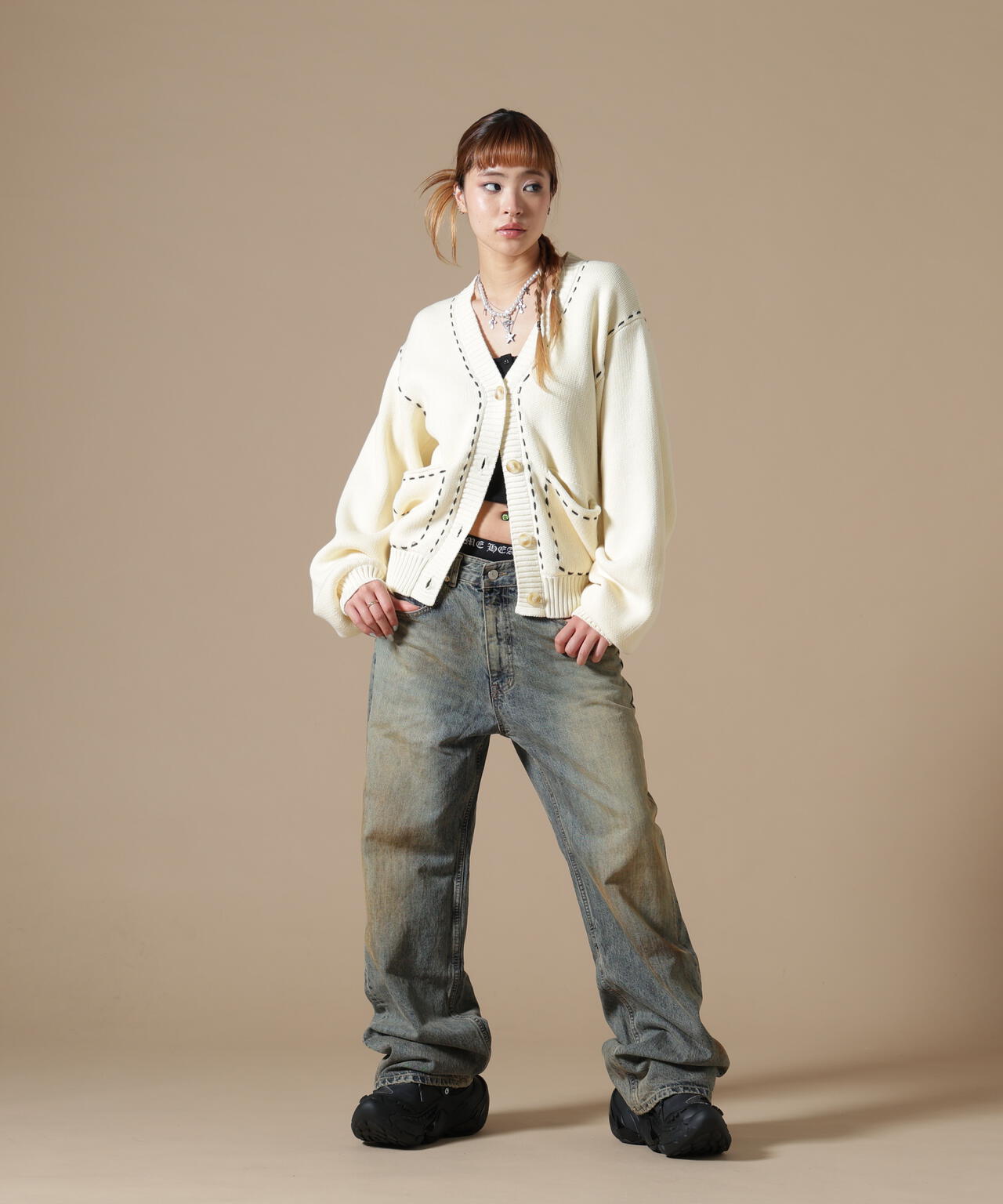 DankeSchon/ダンケシェーン/WOMEN STITCH KNIT CARDIGAN