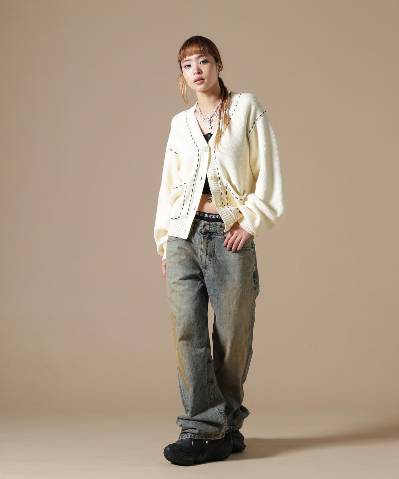 DankeSchon/ダンケシェーン/WOMEN STITCH KNIT CARDIGAN