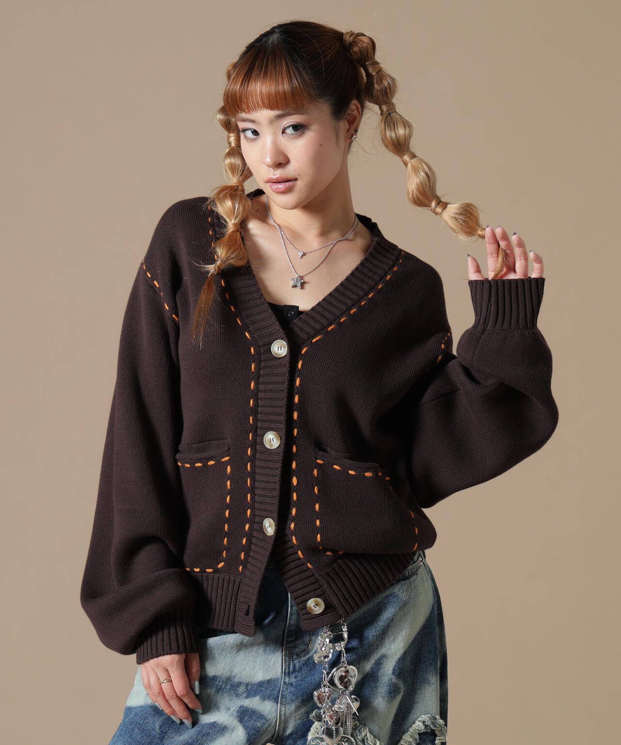 DankeSchon/ダンケシェーン/WOMEN STITCH KNIT CARDIGAN
