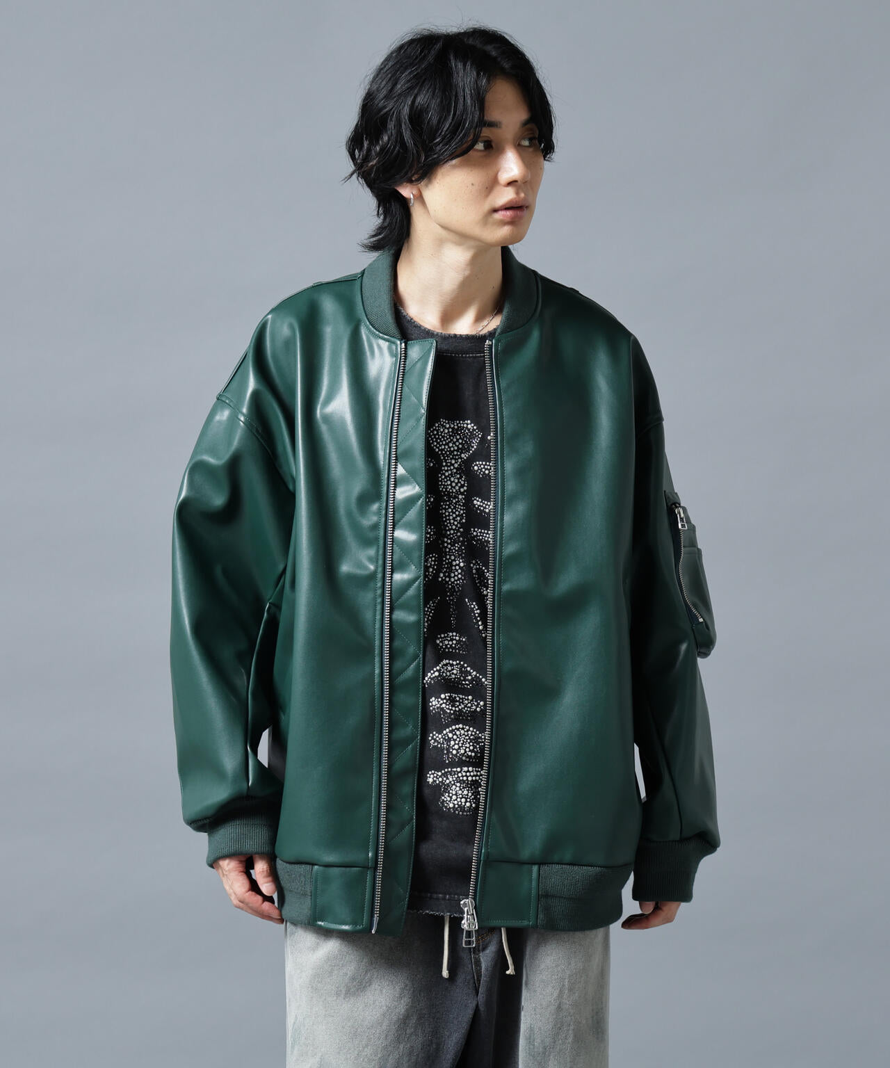 DankeSchon/ダンケシェーン/FAUXLEATHER OVERSIZED MA-1