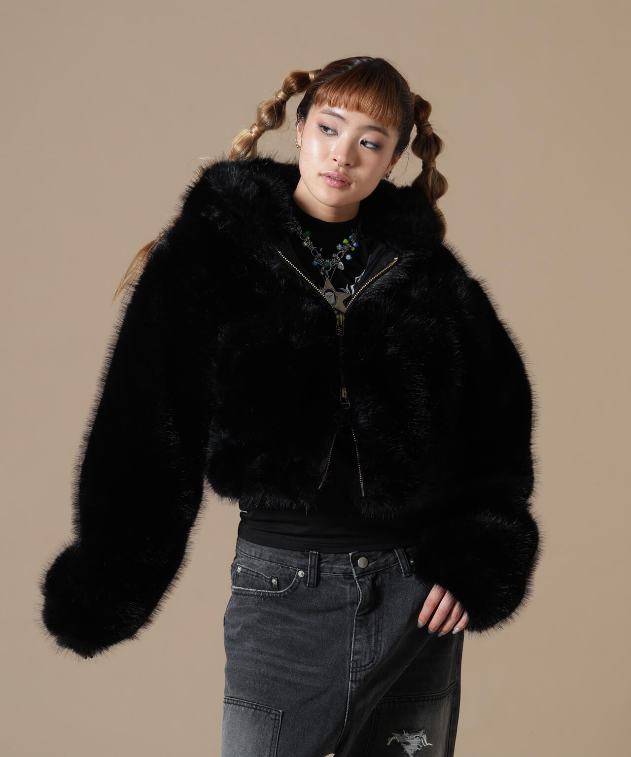 DankeSchon/ダンケシェーン/WOMEN ECO FUR HOOD BLOUSON