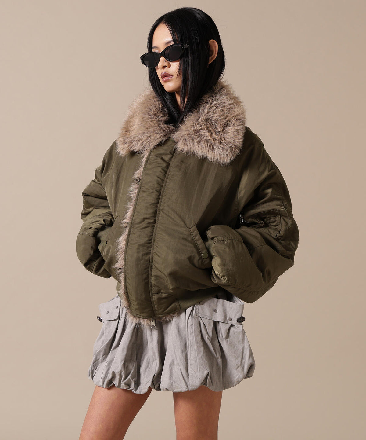 DankeSchon/ダンケシェーン/WOMEN REVERSIBLE FUR NYLON BLOUSON