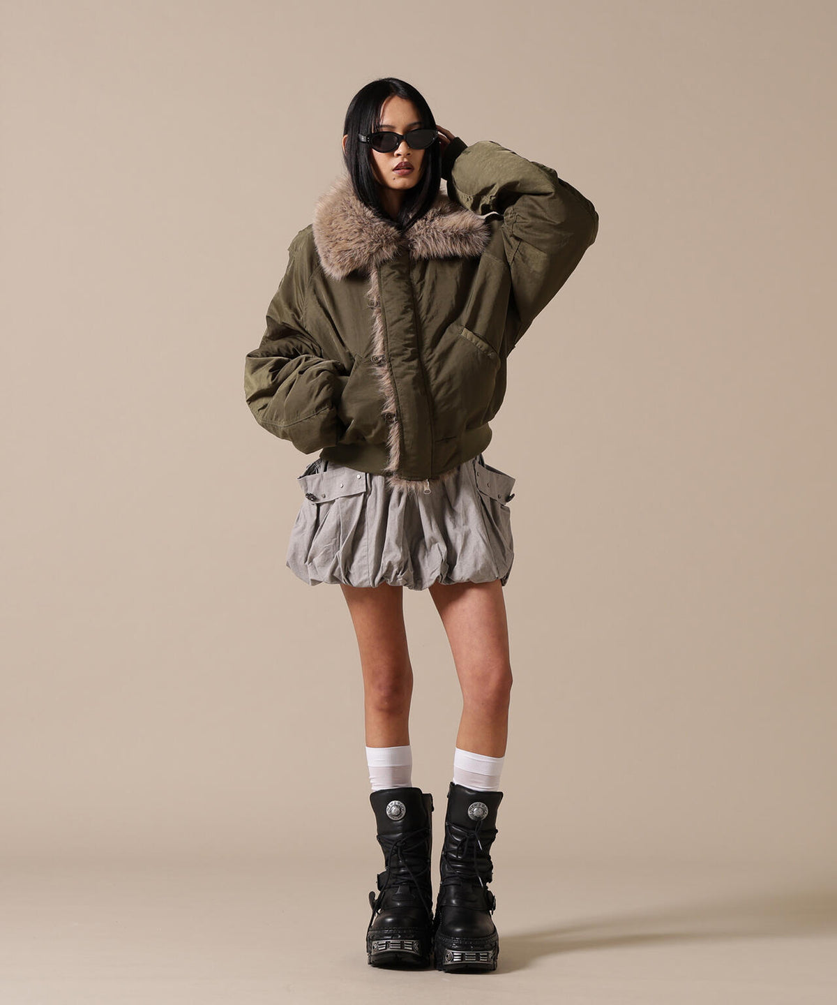 DankeSchon/ダンケシェーン/WOMEN REVERSIBLE FUR NYLON BLOUSON