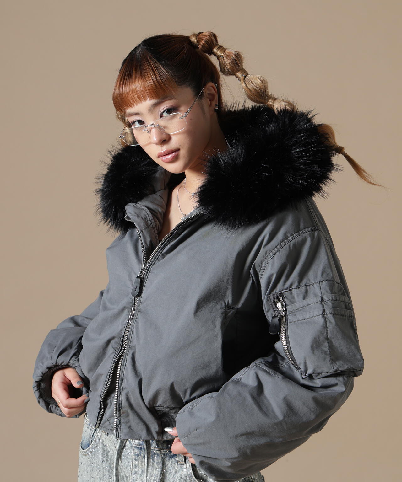 DankeSchon/ダンケシェーン/WOMEN COTTN NYLON FUR BLOUSON