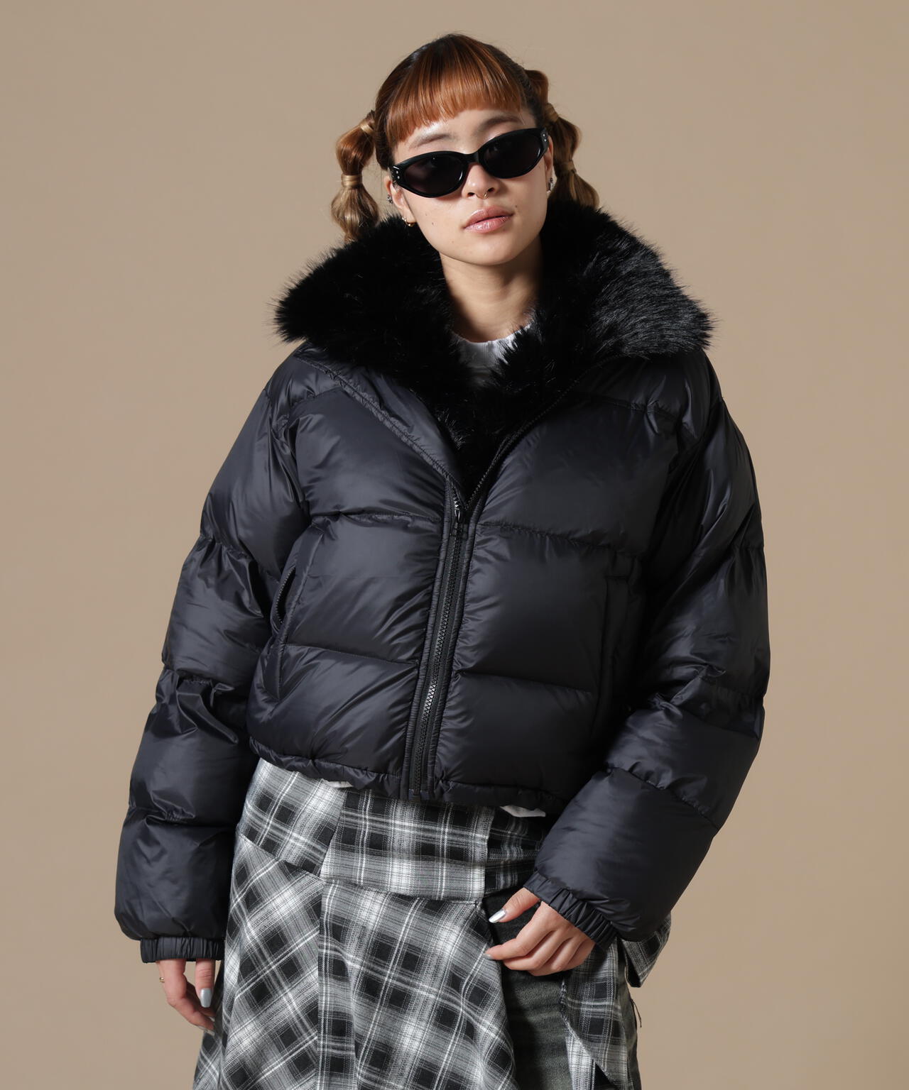 DankeSchon/ダンケシェーン/WOMEN NYLON FUR STAND BLOUSON