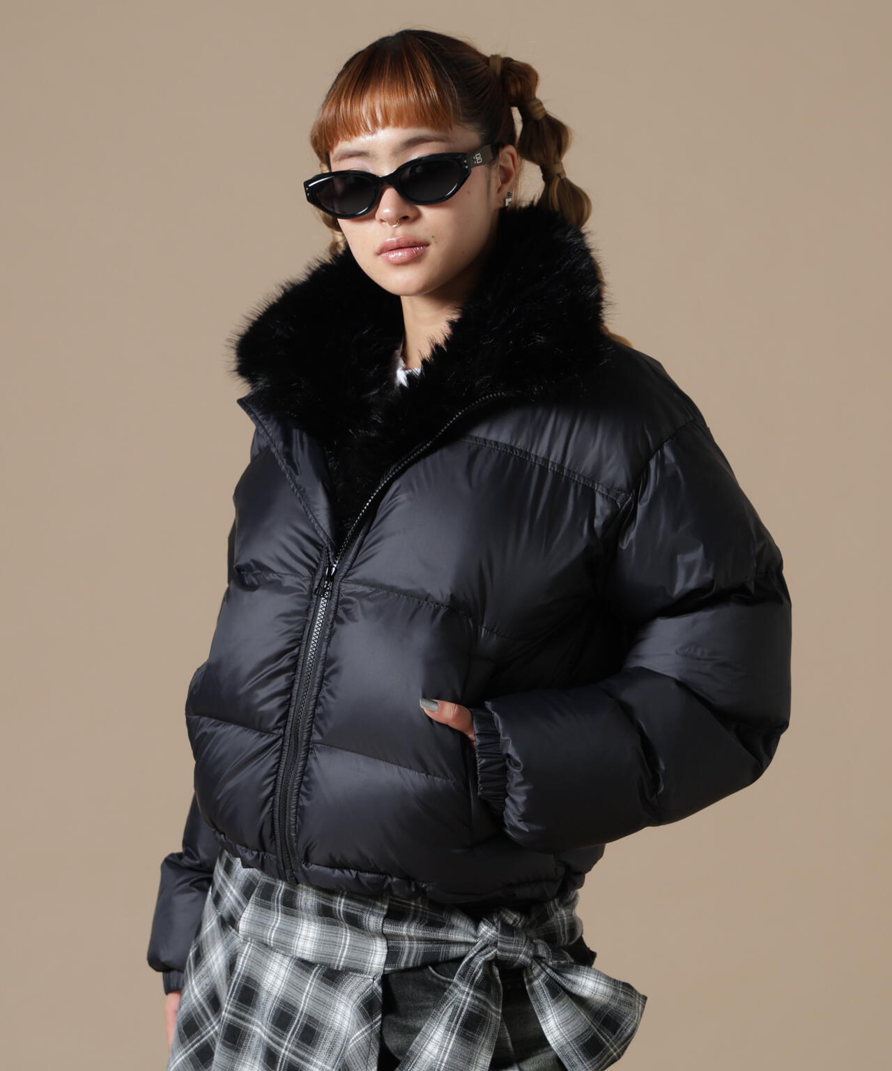 DankeSchon/ダンケシェーン/WOMEN NYLON FUR STAND BLOUSON