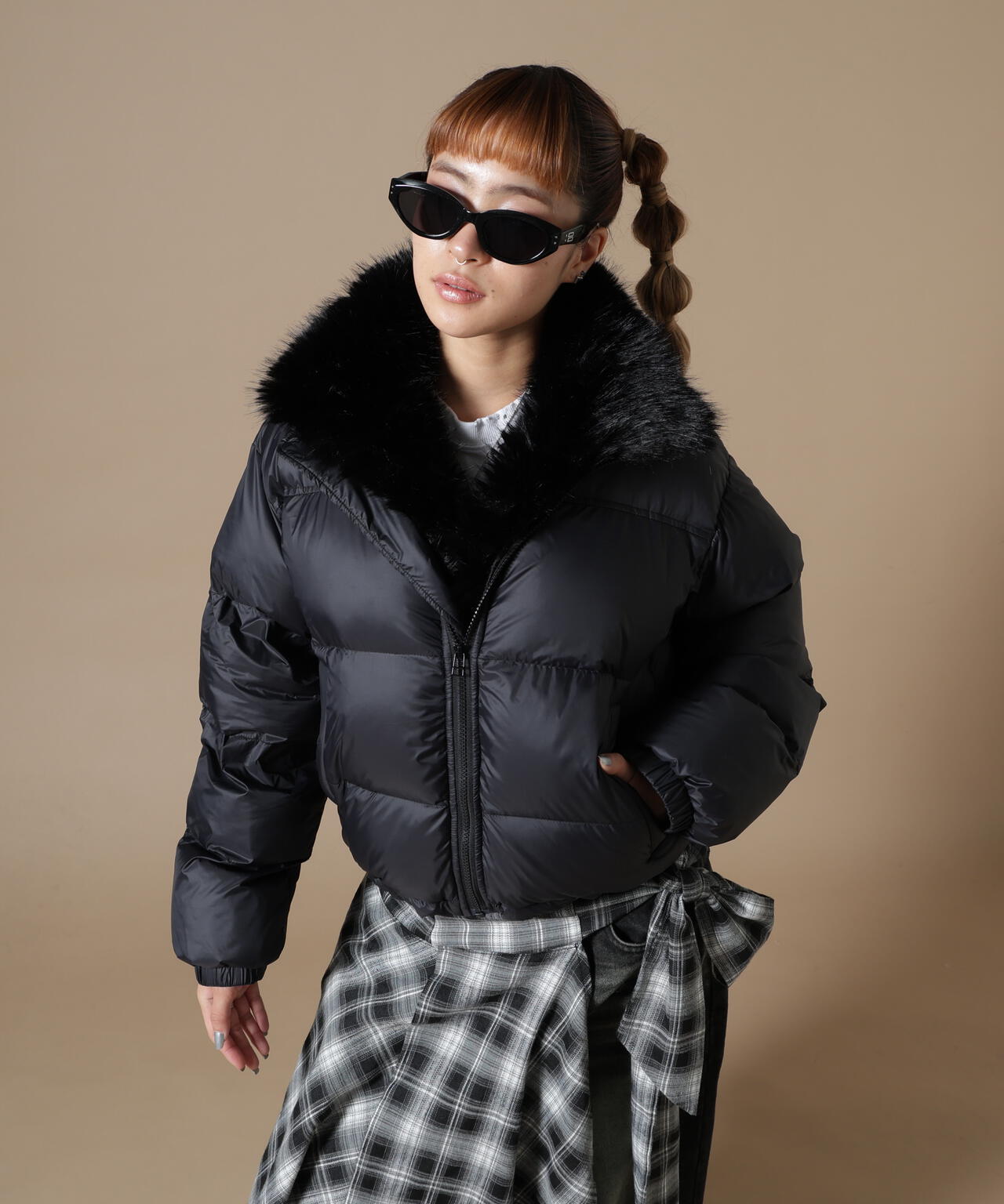 DankeSchon/ダンケシェーン/WOMEN NYLON FUR STAND BLOUSON
