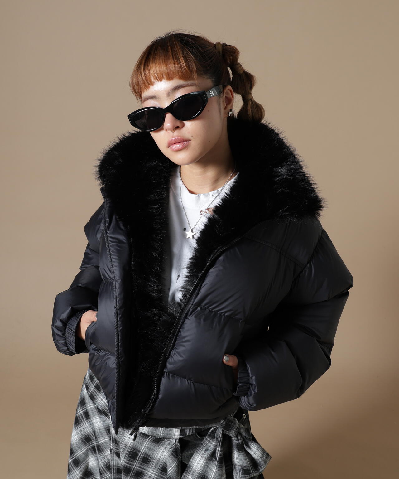 DankeSchon/ダンケシェーン/WOMEN NYLON FUR STAND BLOUSON