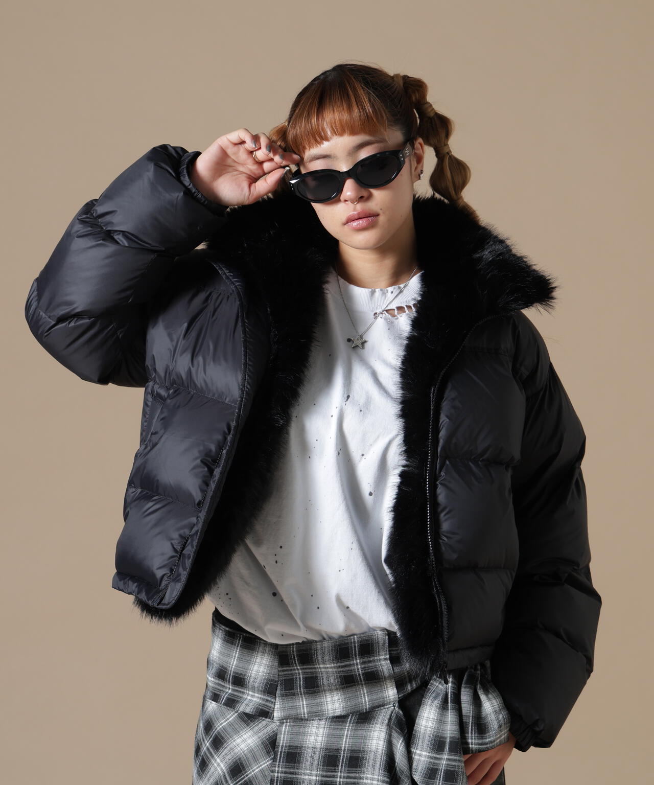 DankeSchon/ダンケシェーン/WOMEN NYLON FUR STAND BLOUSON