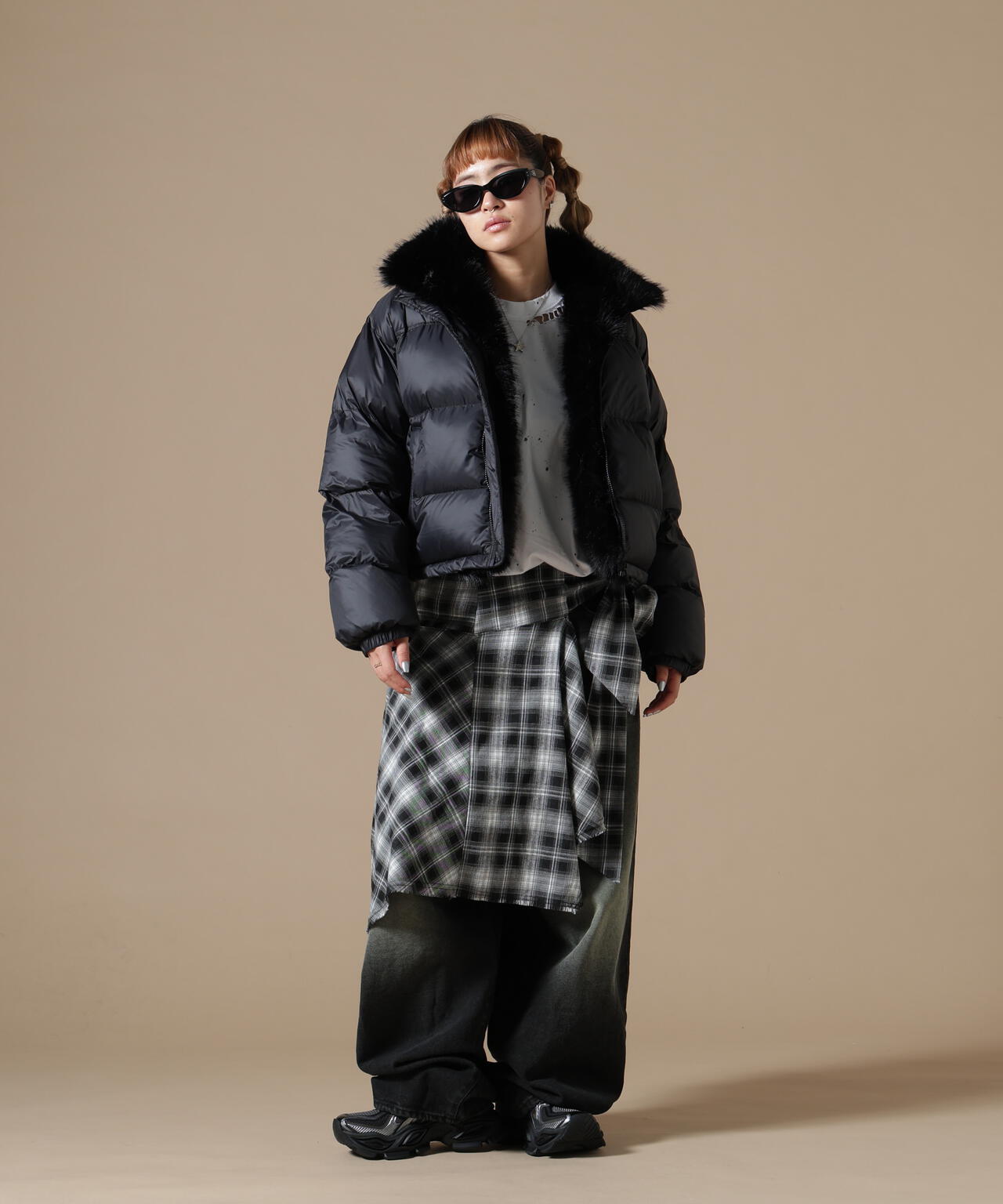 DankeSchon/ダンケシェーン/WOMEN NYLON FUR STAND BLOUSON
