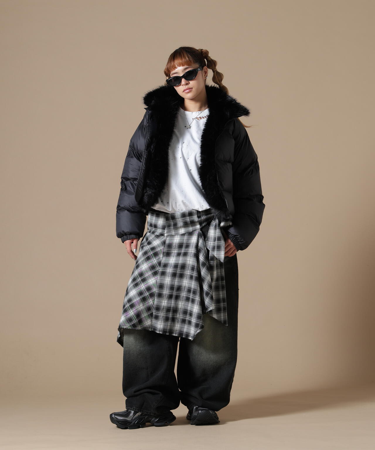 DankeSchon/ダンケシェーン/WOMEN NYLON FUR STAND BLOUSON