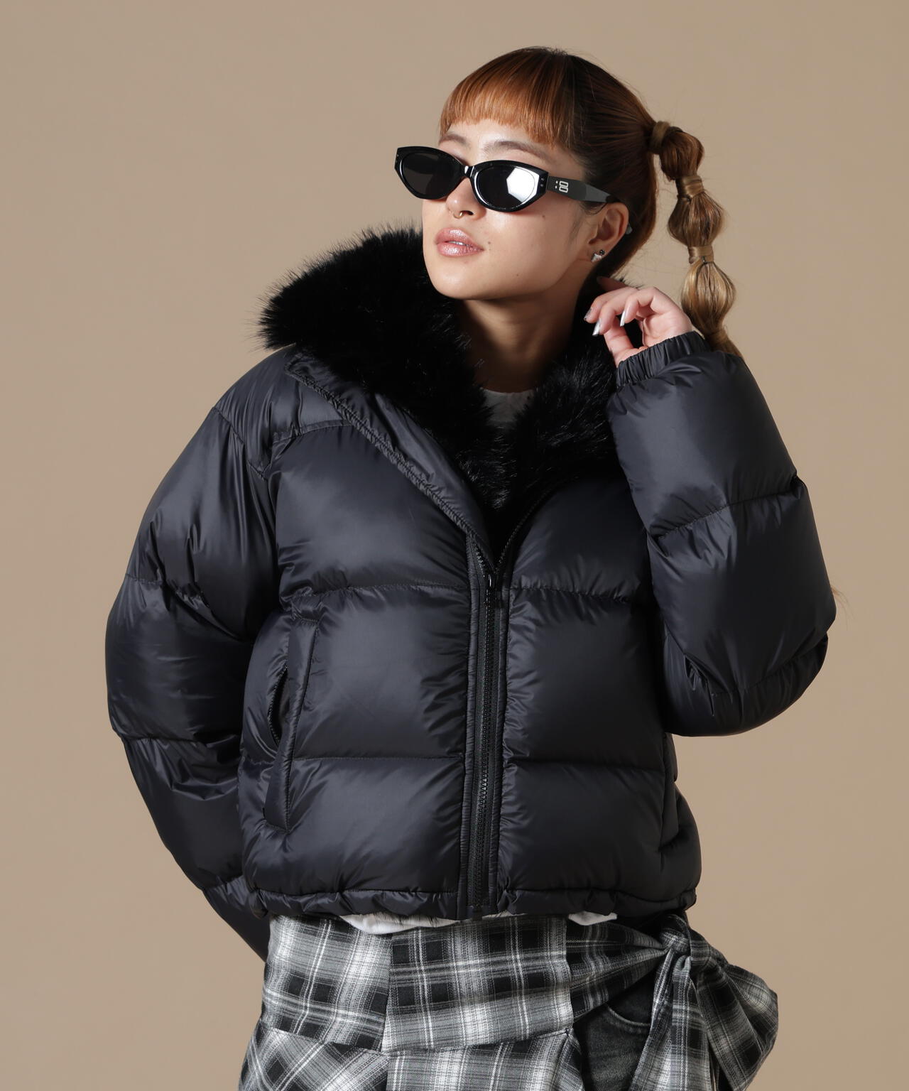 DankeSchon/ダンケシェーン/WOMEN NYLON FUR STAND BLOUSON