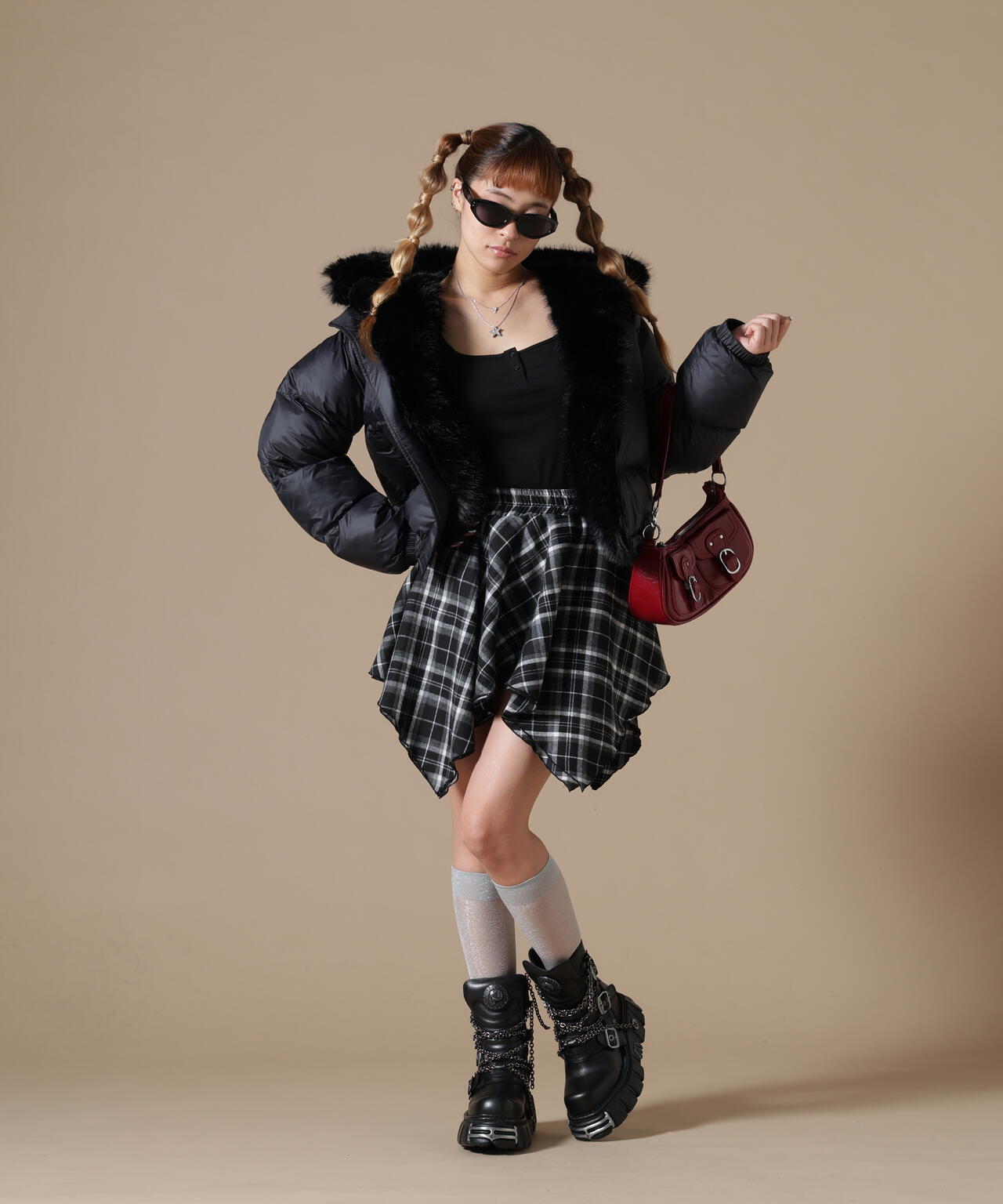 DankeSchon/ダンケシェーン/WOMEN NYLON FUR HOOD BLOUSON