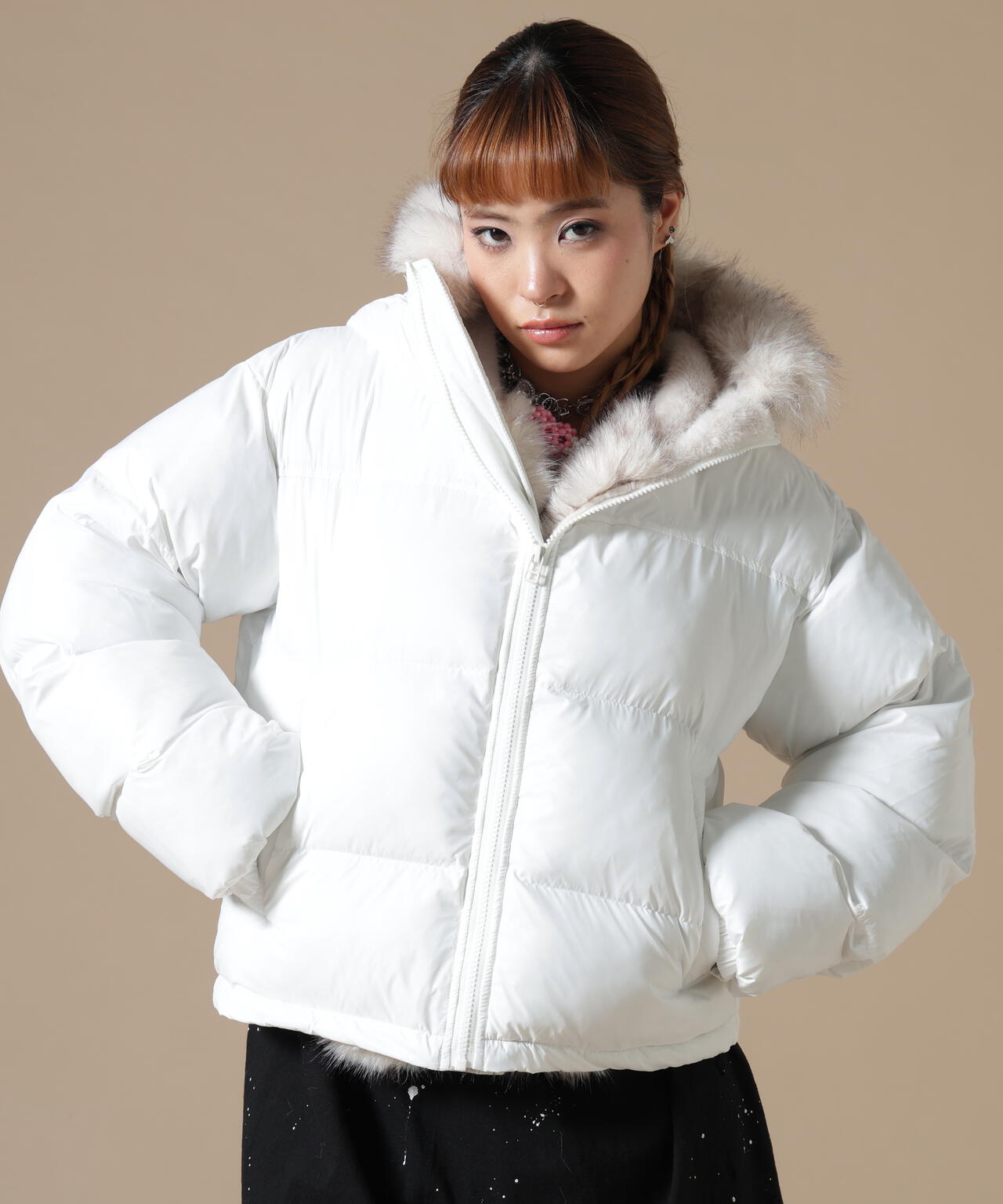 DankeSchon/ダンケシェーン/WOMEN NYLON FUR HOOD BLOUSON