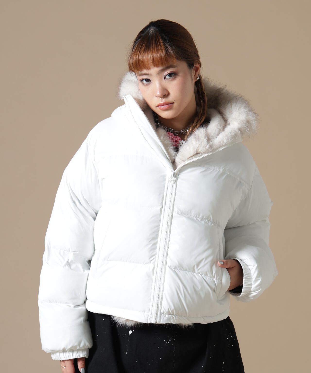 DankeSchon/ダンケシェーン/WOMEN NYLON FUR HOOD BLOUSON