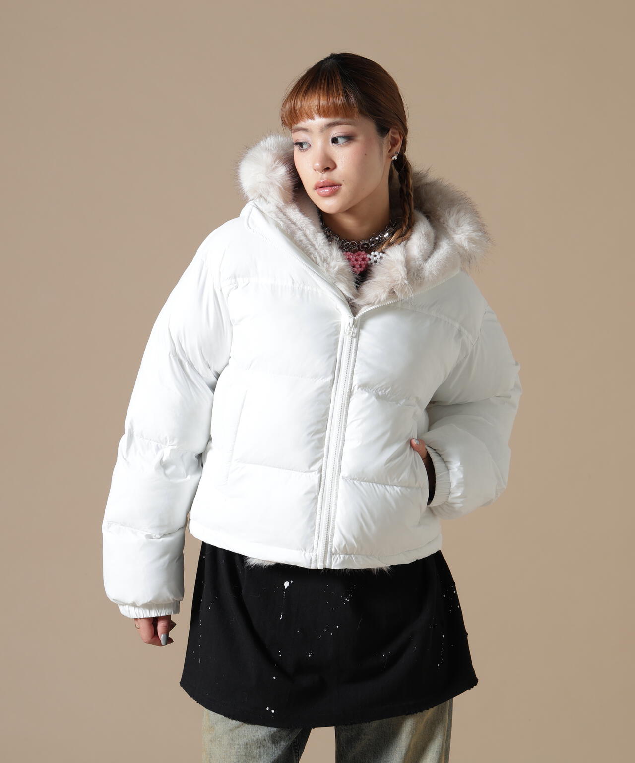 DankeSchon/ダンケシェーン/WOMEN NYLON FUR HOOD BLOUSON