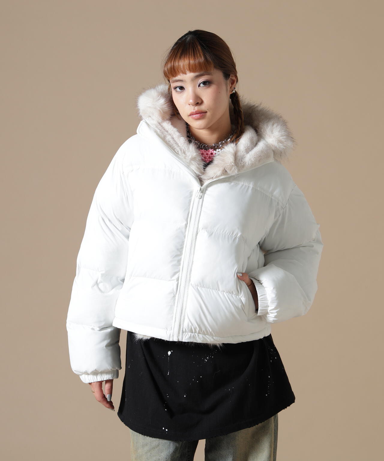 DankeSchon/ダンケシェーン/WOMEN NYLON FUR HOOD BLOUSON
