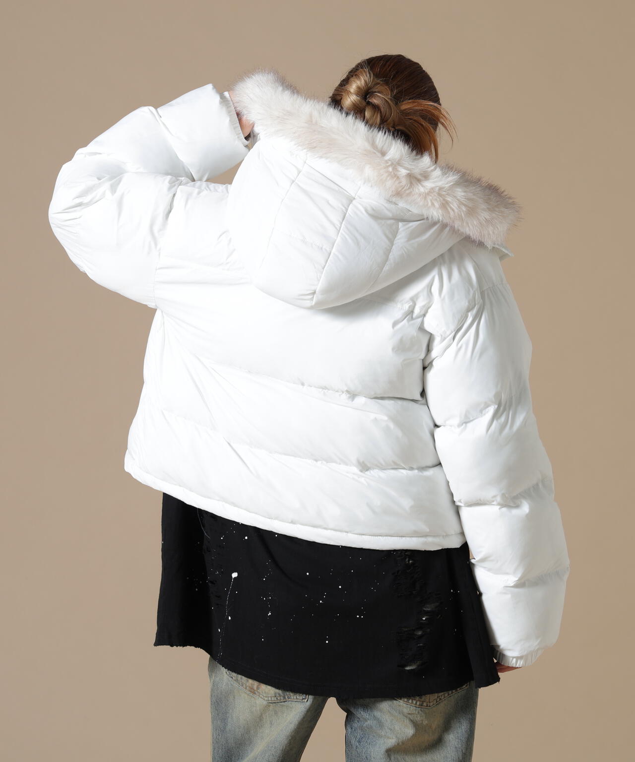 DankeSchon/ダンケシェーン/WOMEN NYLON FUR HOOD BLOUSON