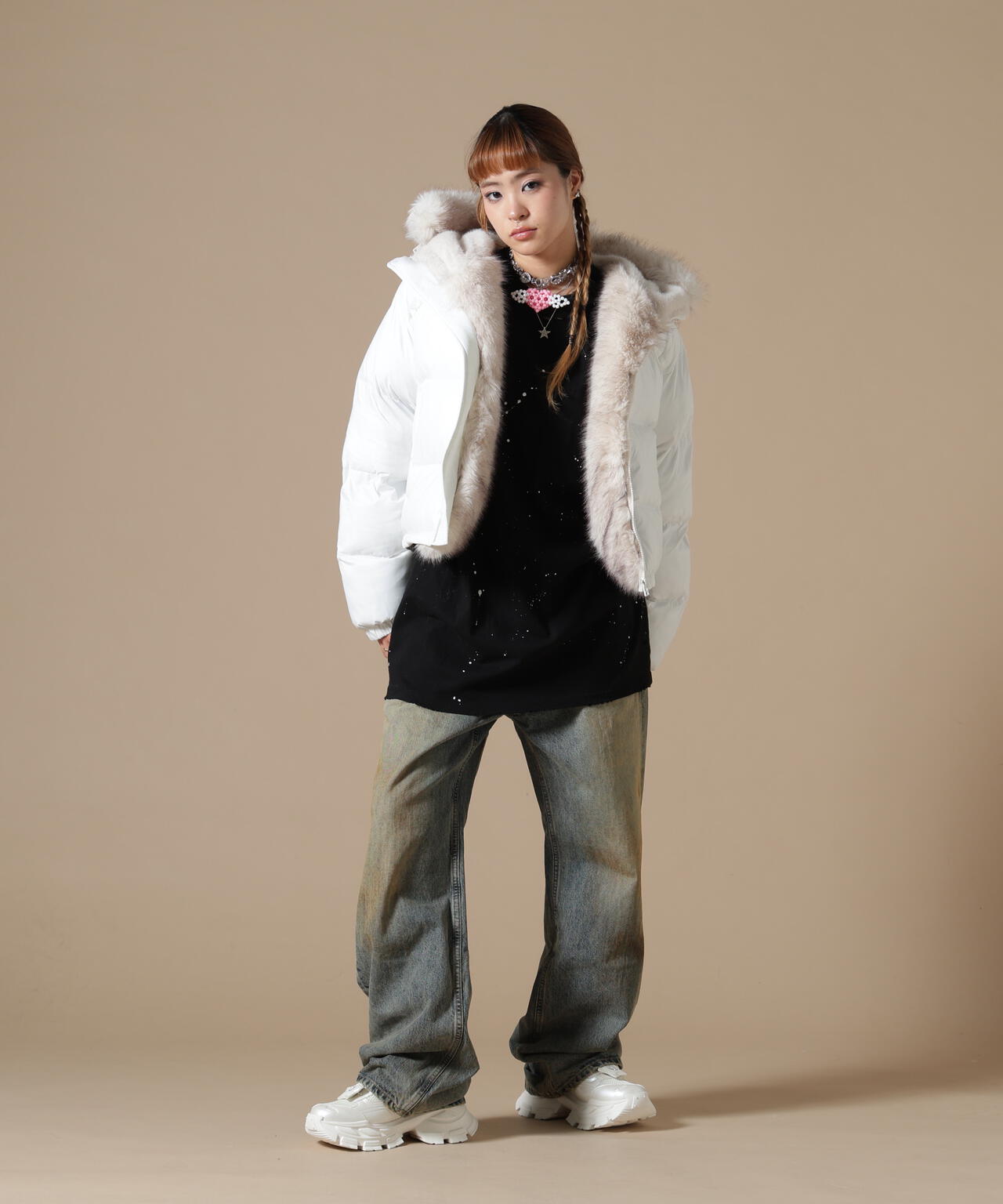 DankeSchon/ダンケシェーン/WOMEN NYLON FUR HOOD BLOUSON