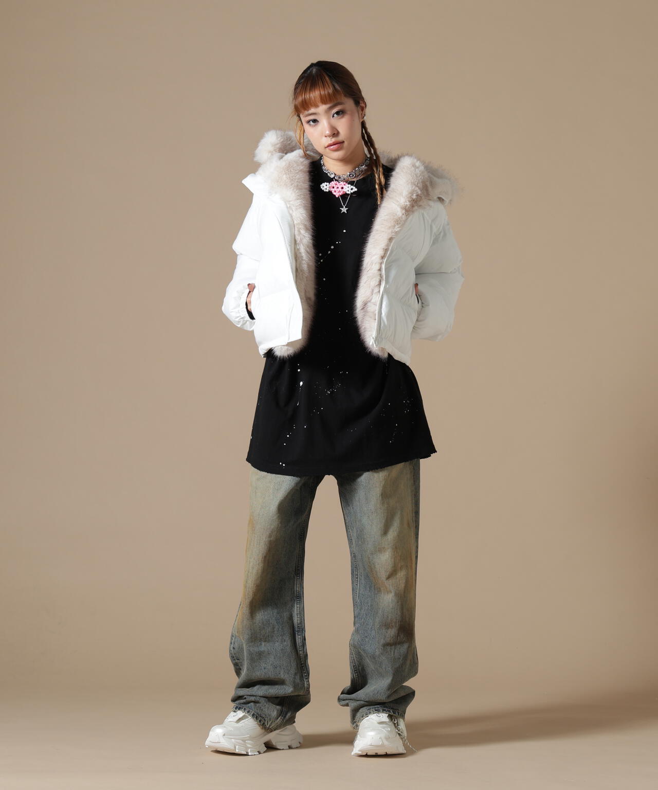 DankeSchon/ダンケシェーン/WOMEN NYLON FUR HOOD BLOUSON