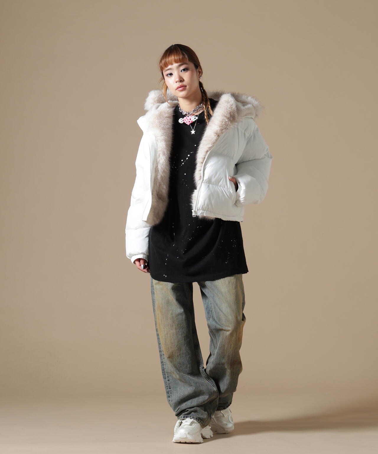 DankeSchon/ダンケシェーン/WOMEN NYLON FUR HOOD BLOUSON