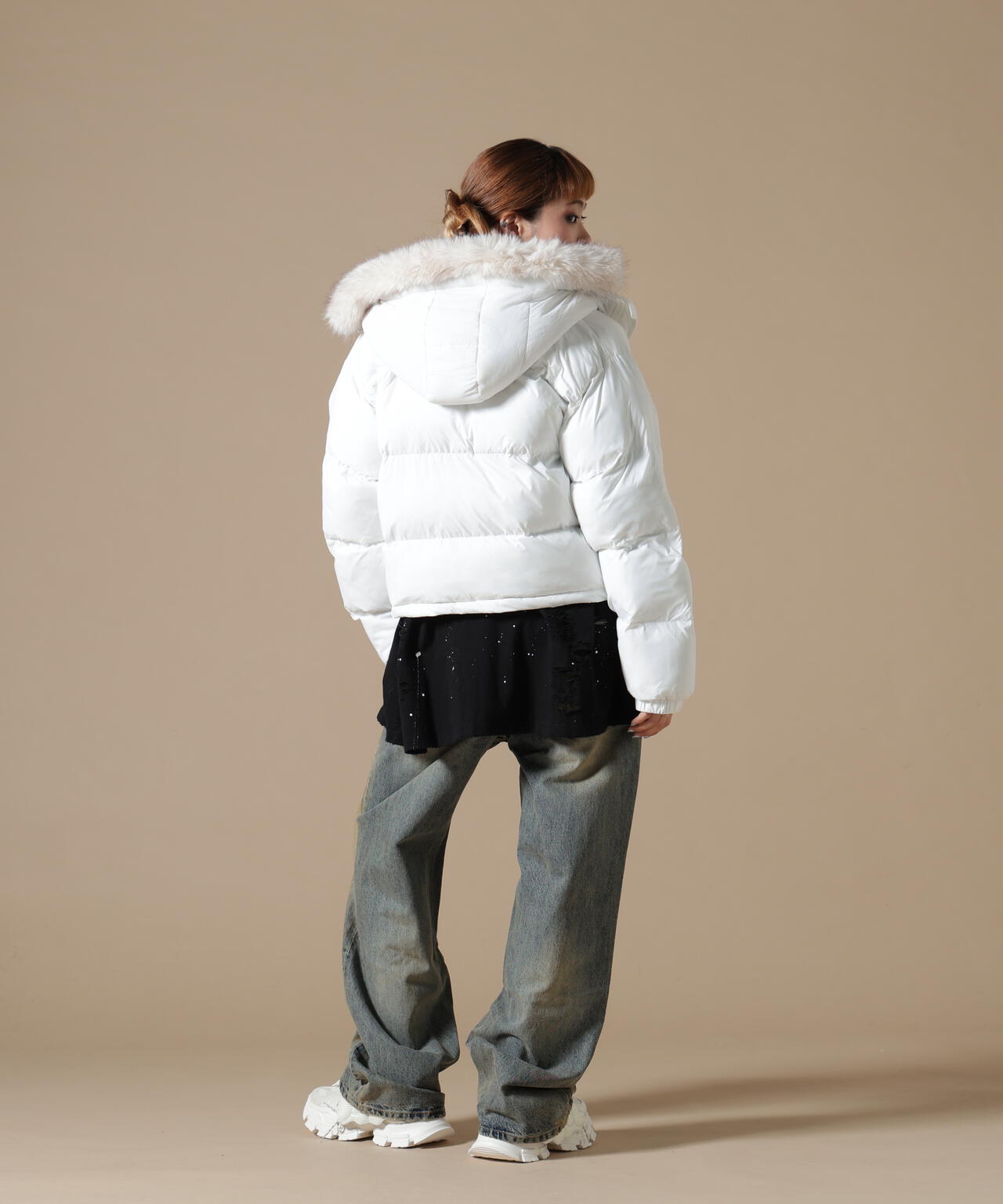 DankeSchon/ダンケシェーン/WOMEN NYLON FUR HOOD BLOUSON