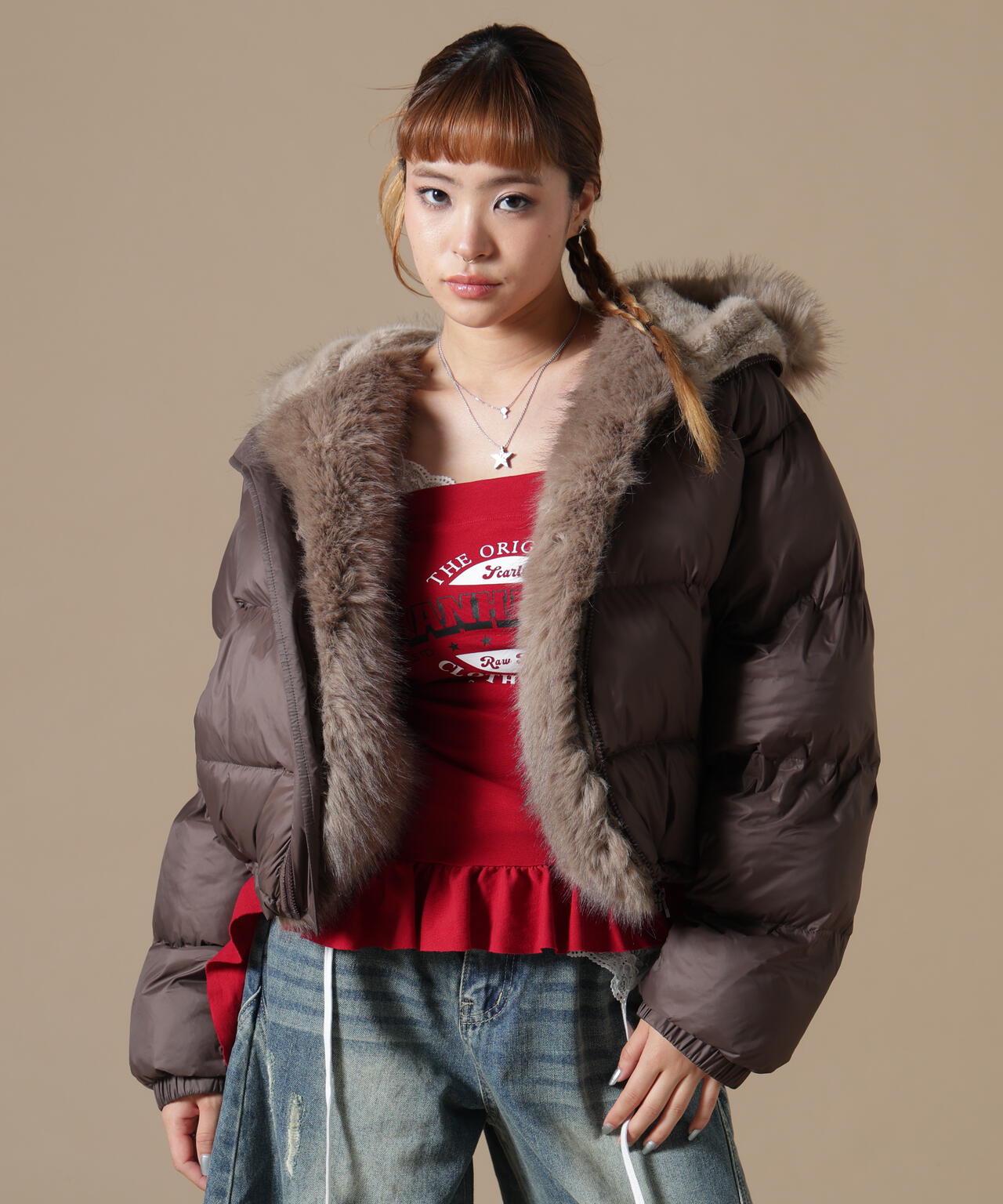 DankeSchon/ダンケシェーン/WOMEN NYLON FUR HOOD BLOUSON