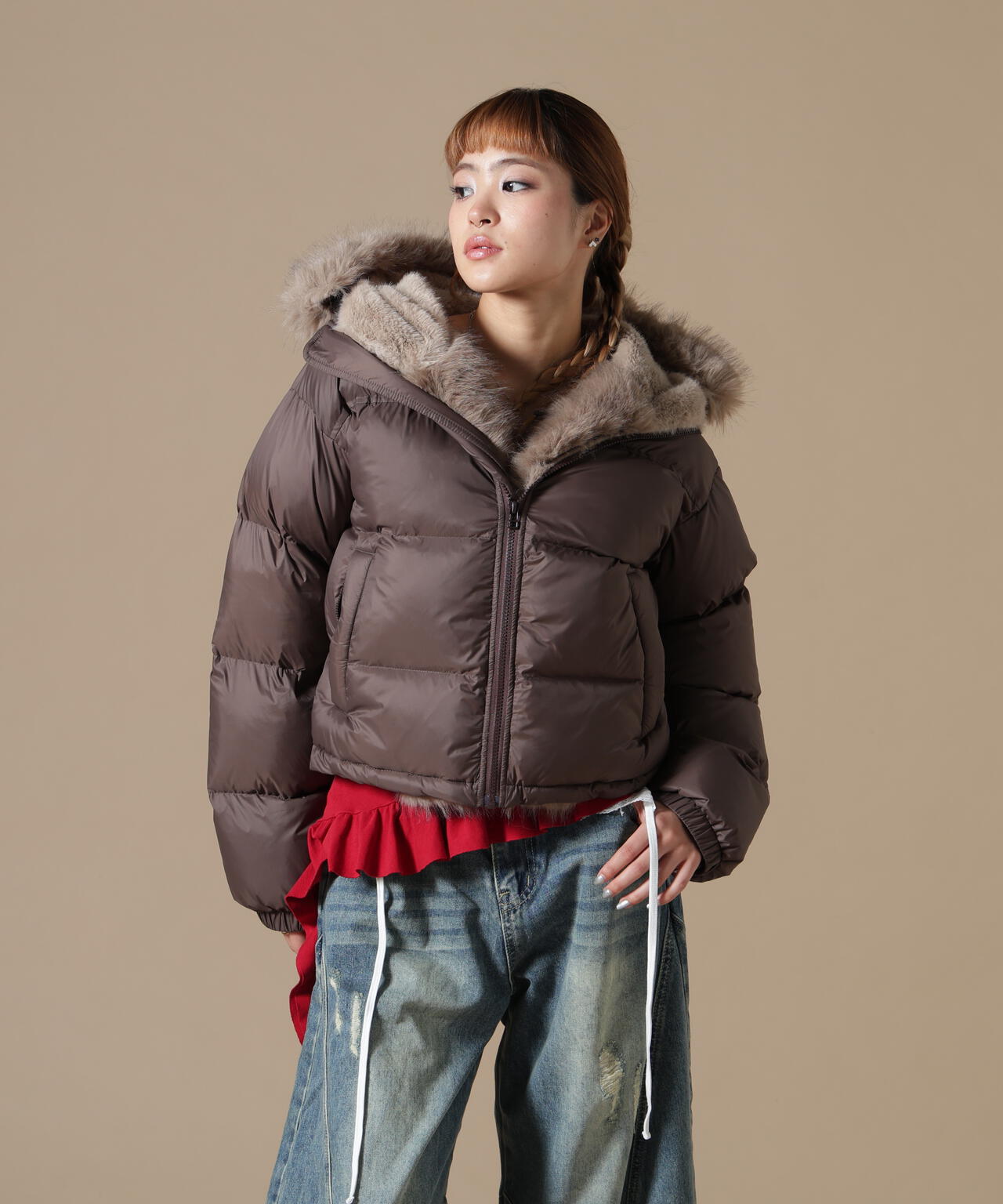 DankeSchon/ダンケシェーン/WOMEN NYLON FUR HOOD BLOUSON