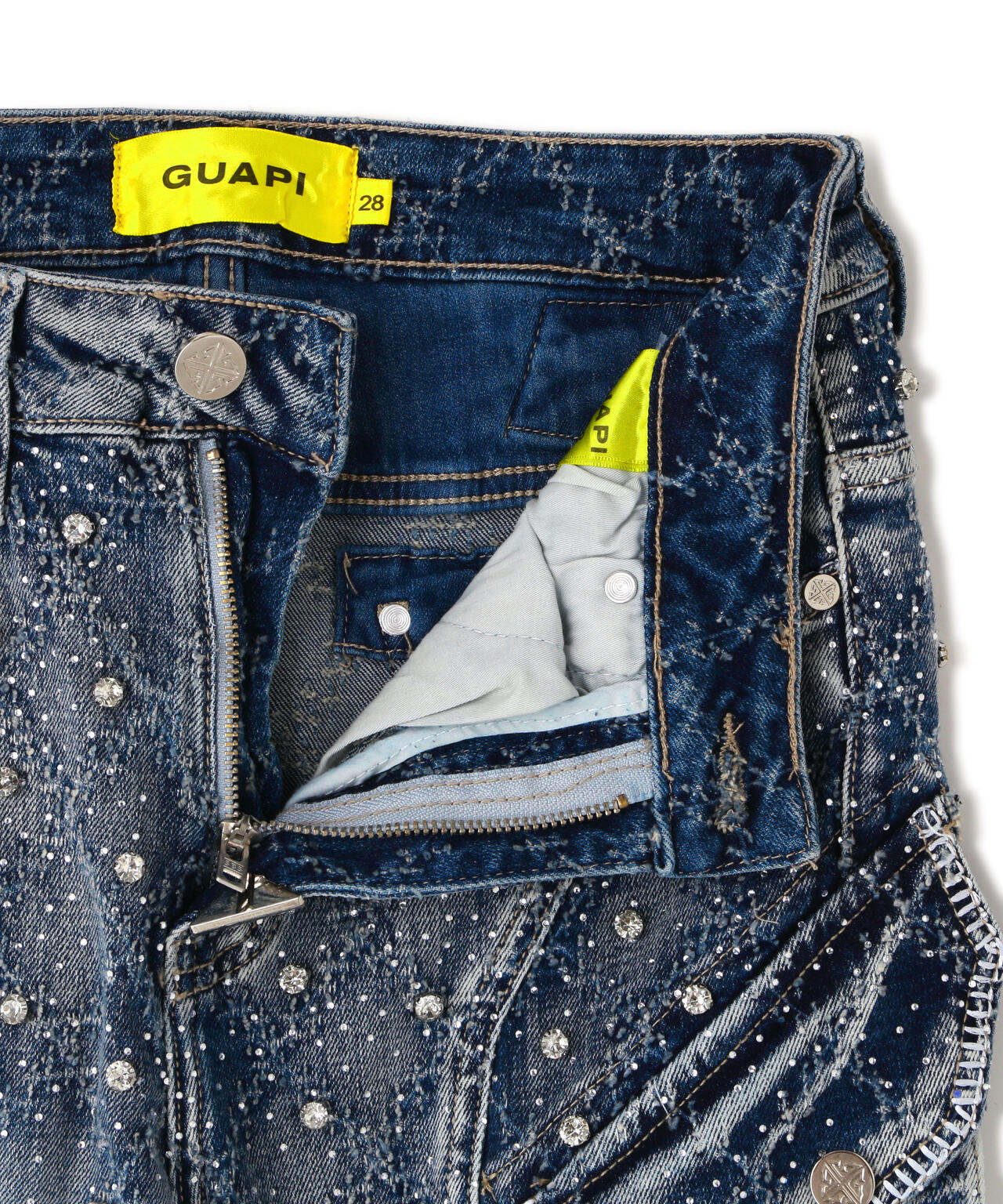 GUAPI/グアピ/Aqua Blue Coffin Arc Embellished Denim | L.H.P
