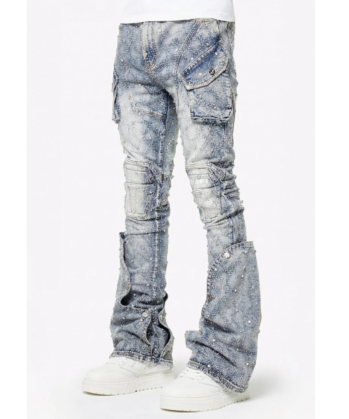 GUAPI/グアピ/Aqua Blue Coffin Arc Embellished Denim | L.H.P 