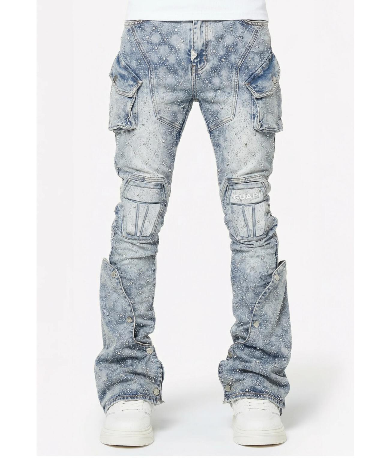 GUAPI/グアピ/Aqua Blue Coffin Arc Embellished Denim | L.H.P