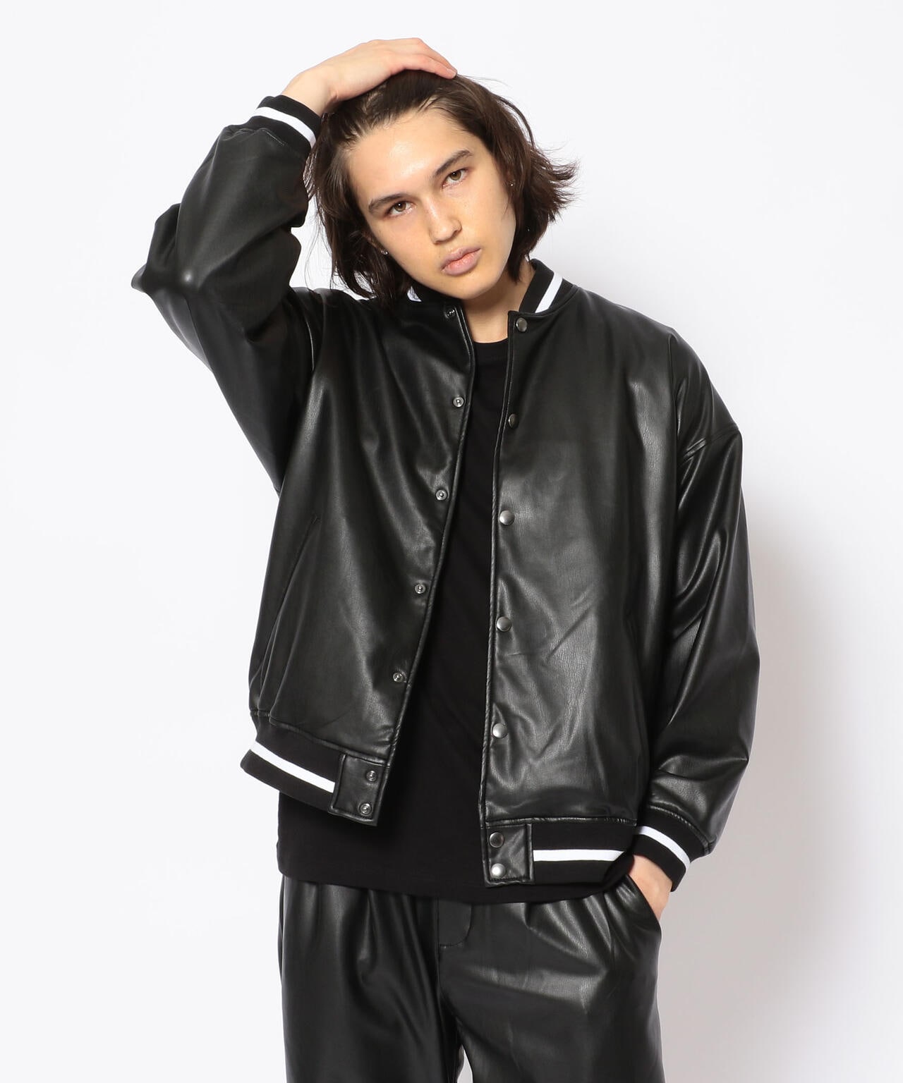 LUSOR（ルーソル）Ecoleather Stadium jumper エコレザースタジャン