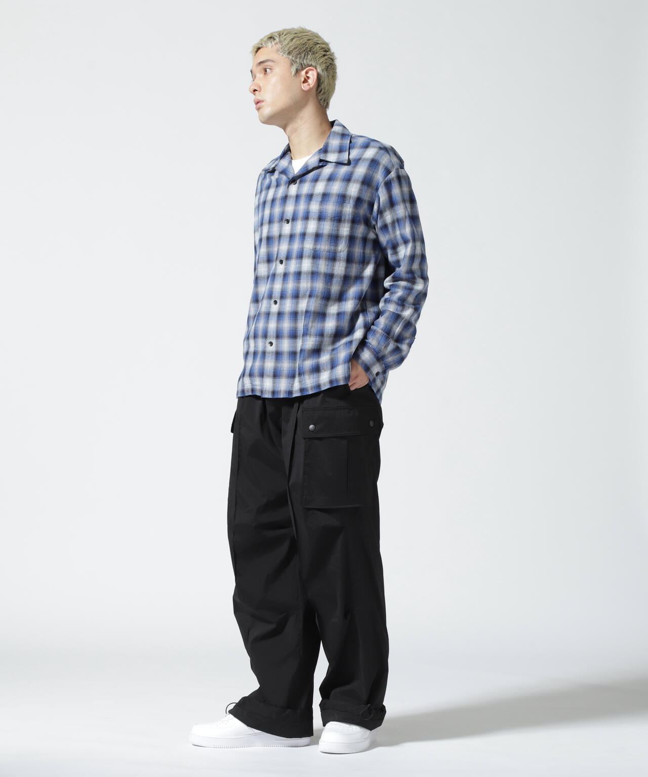 MINEDENIM（マインデニム）V.Nep Check Flannel Open Collar SH | B