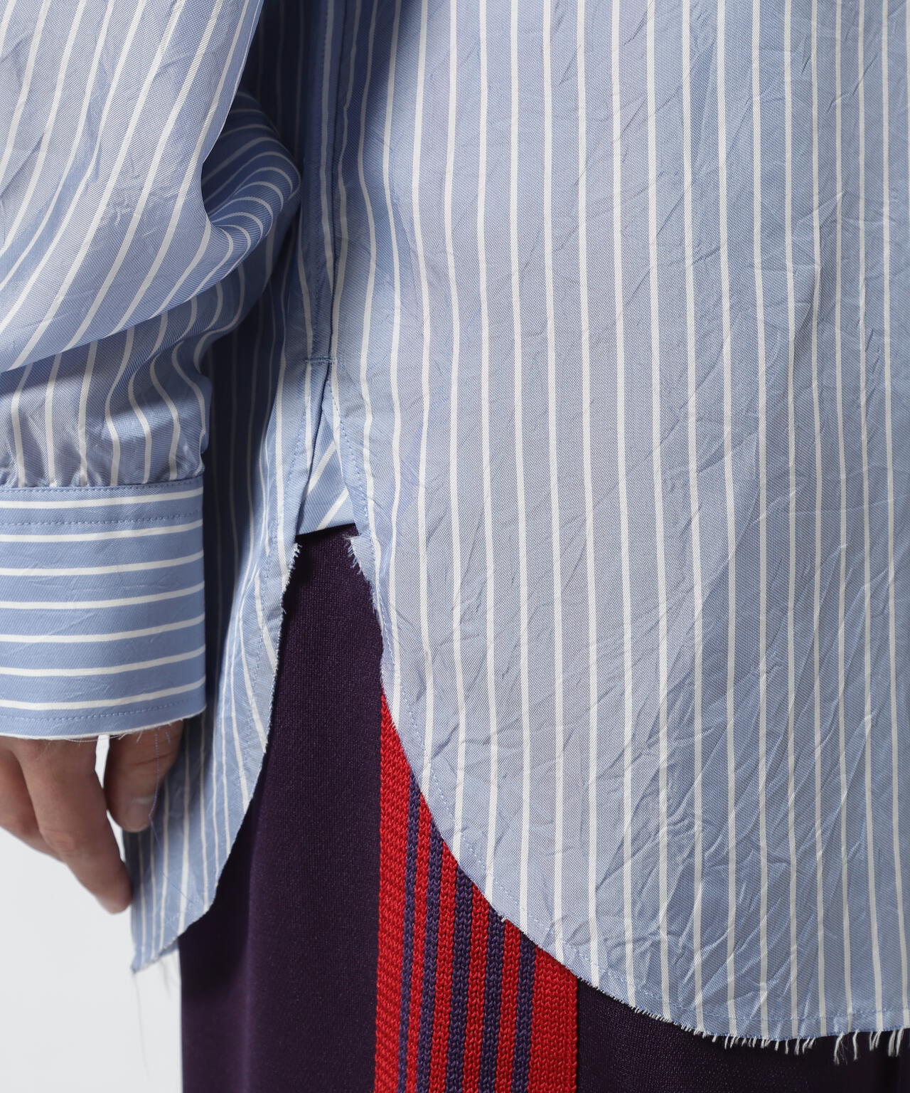 John Mason Smith (ジョンメイソンスミス) WASHED CUPRO STRIPE CLASSIC BANDED COLLA
