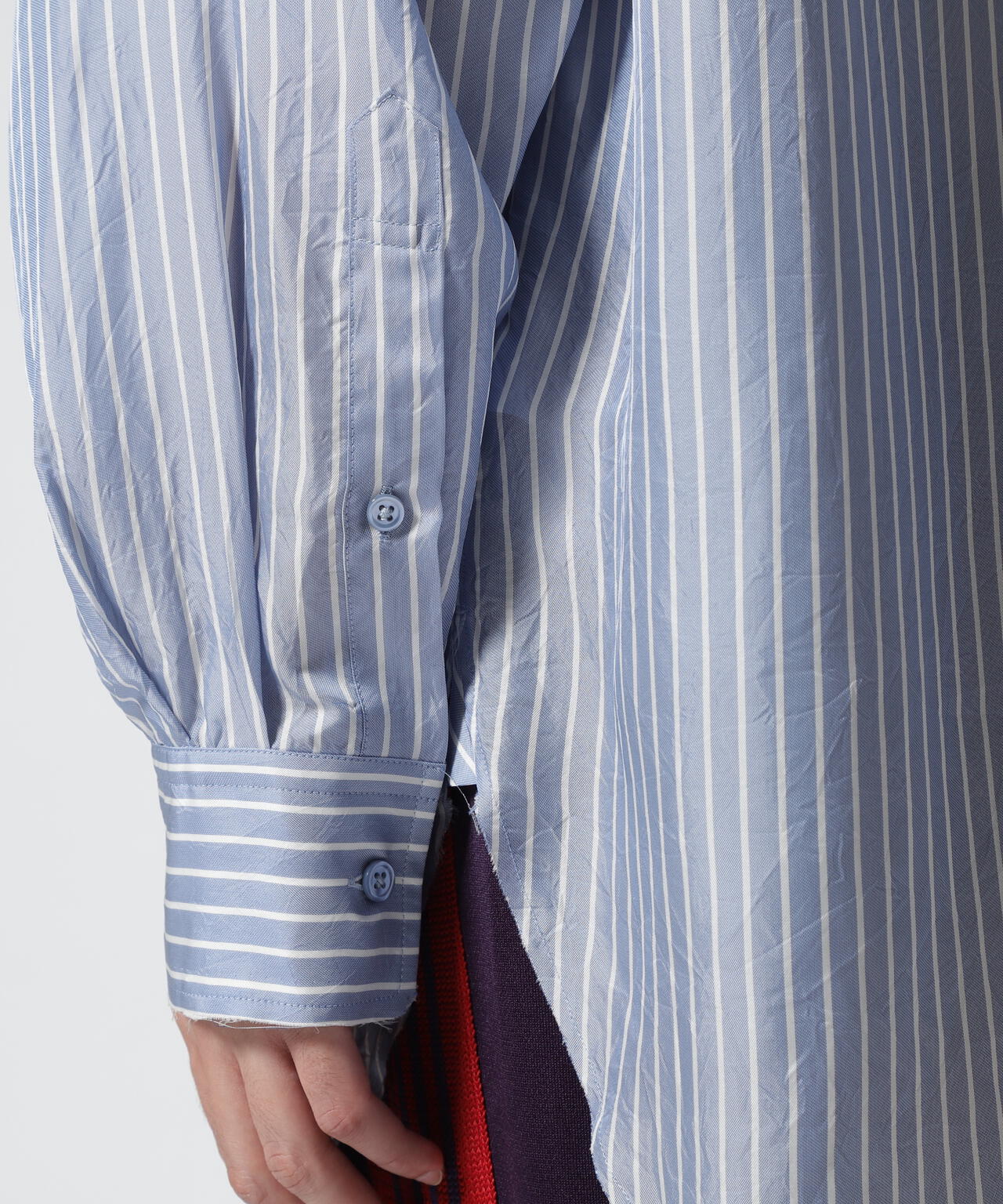 John Mason Smith (ジョンメイソンスミス) WASHED CUPRO STRIPE CLASSIC BANDED COLLA