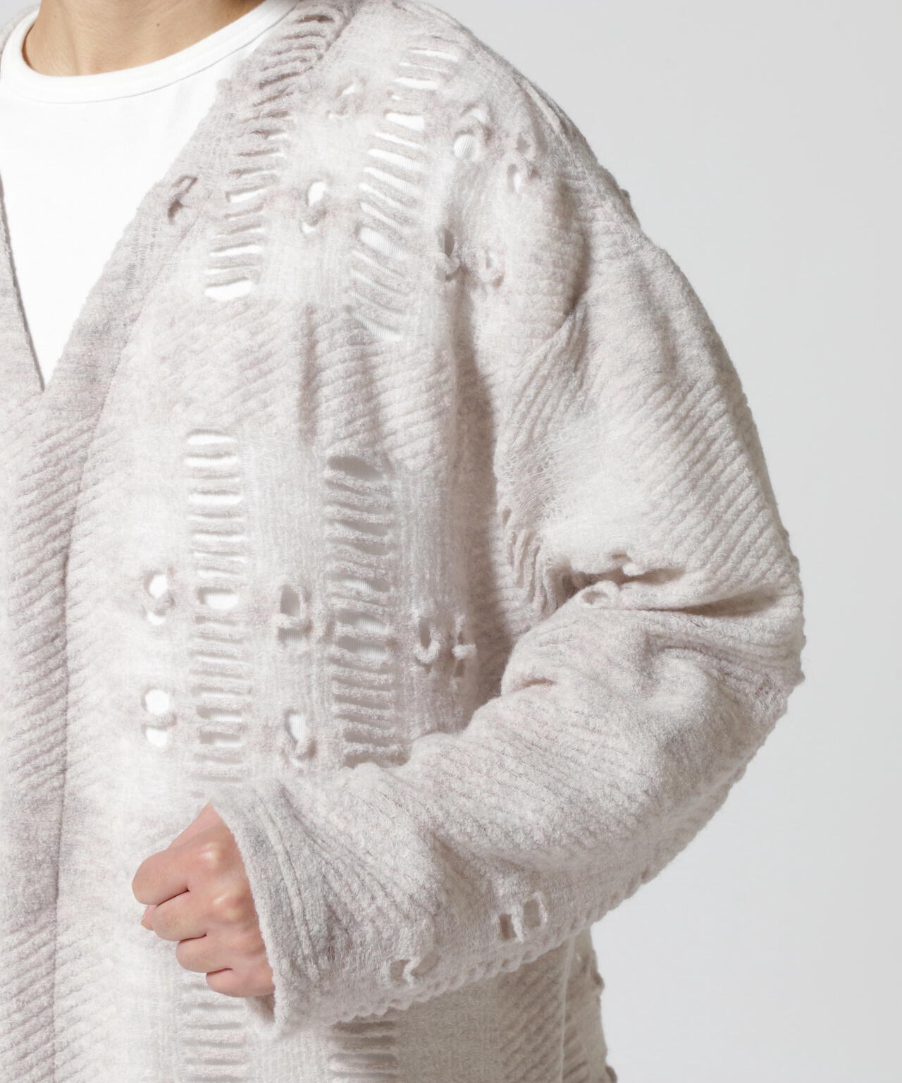LUSOR（ルーソル）WOOL NYLON DAMEGE CD ダメージ風カーディガン