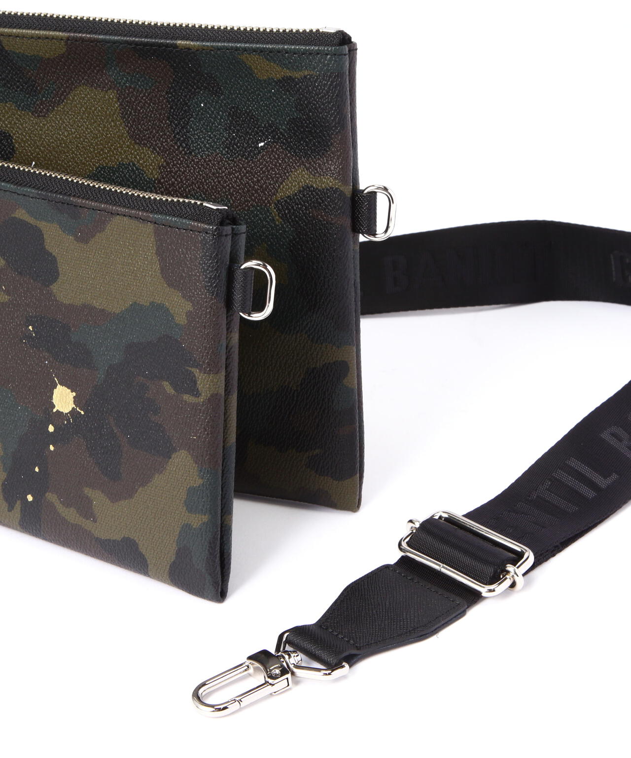 ジャンティバンティ 迷彩 カモフラージュ柄 PVC ダブルミニショルダーバッグ GENTIL BANDIT ダブルミニショルダーバッグ ブラックカモ|GENTIL