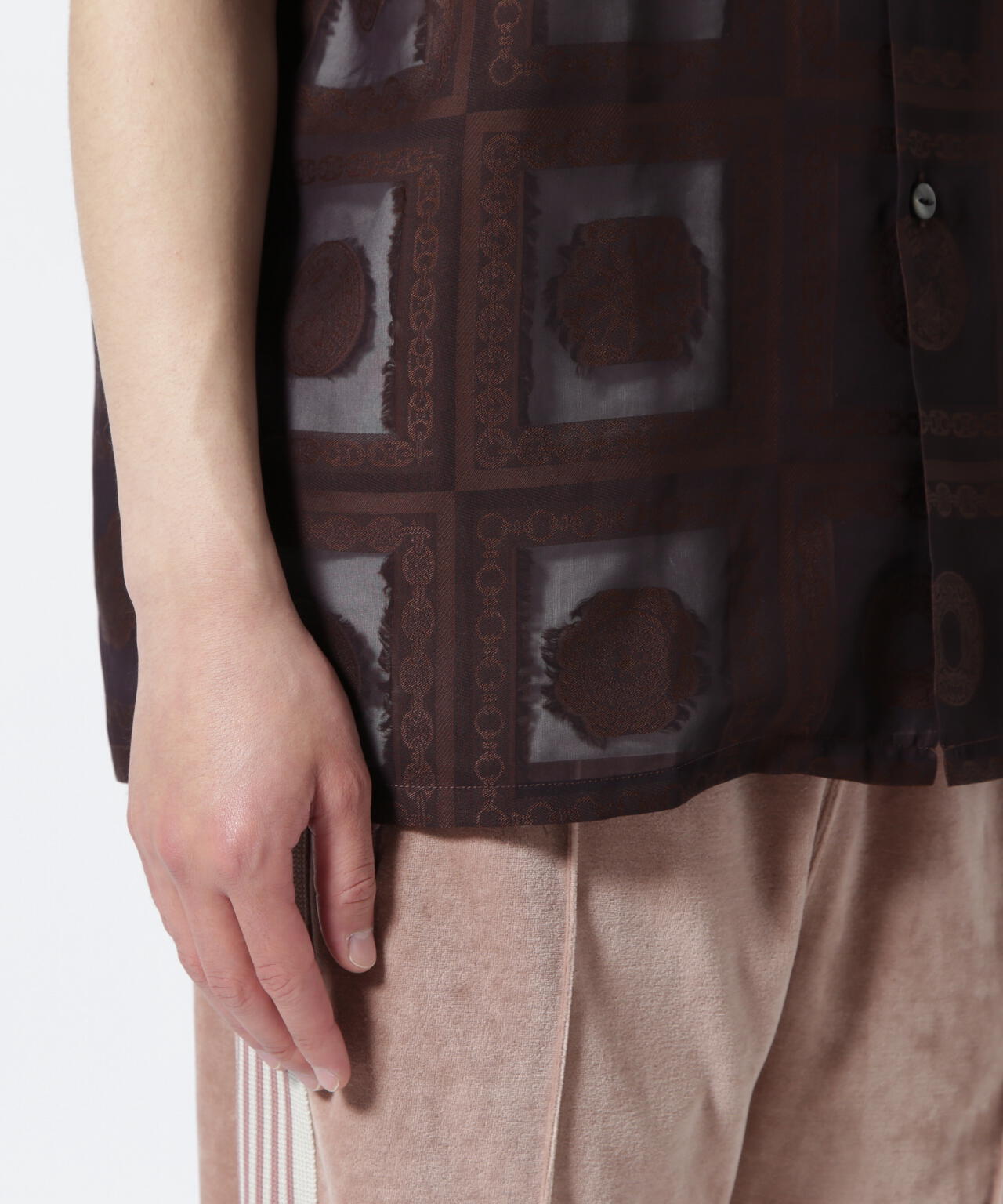 NEEDLES /S/S CLASSIC SHIRT - PE/R CHAIN BORDER JQ.