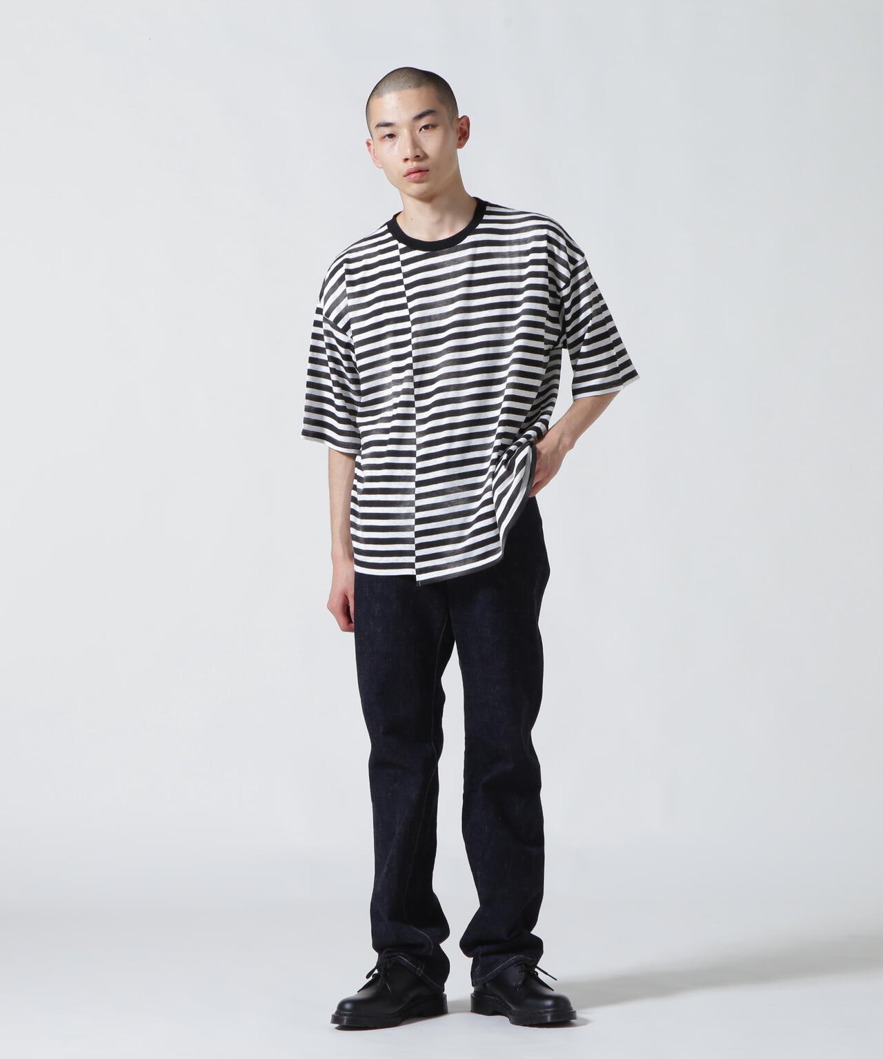 MINEDENIM（マインデニム）Hazy Border Uneven Loose T-SH