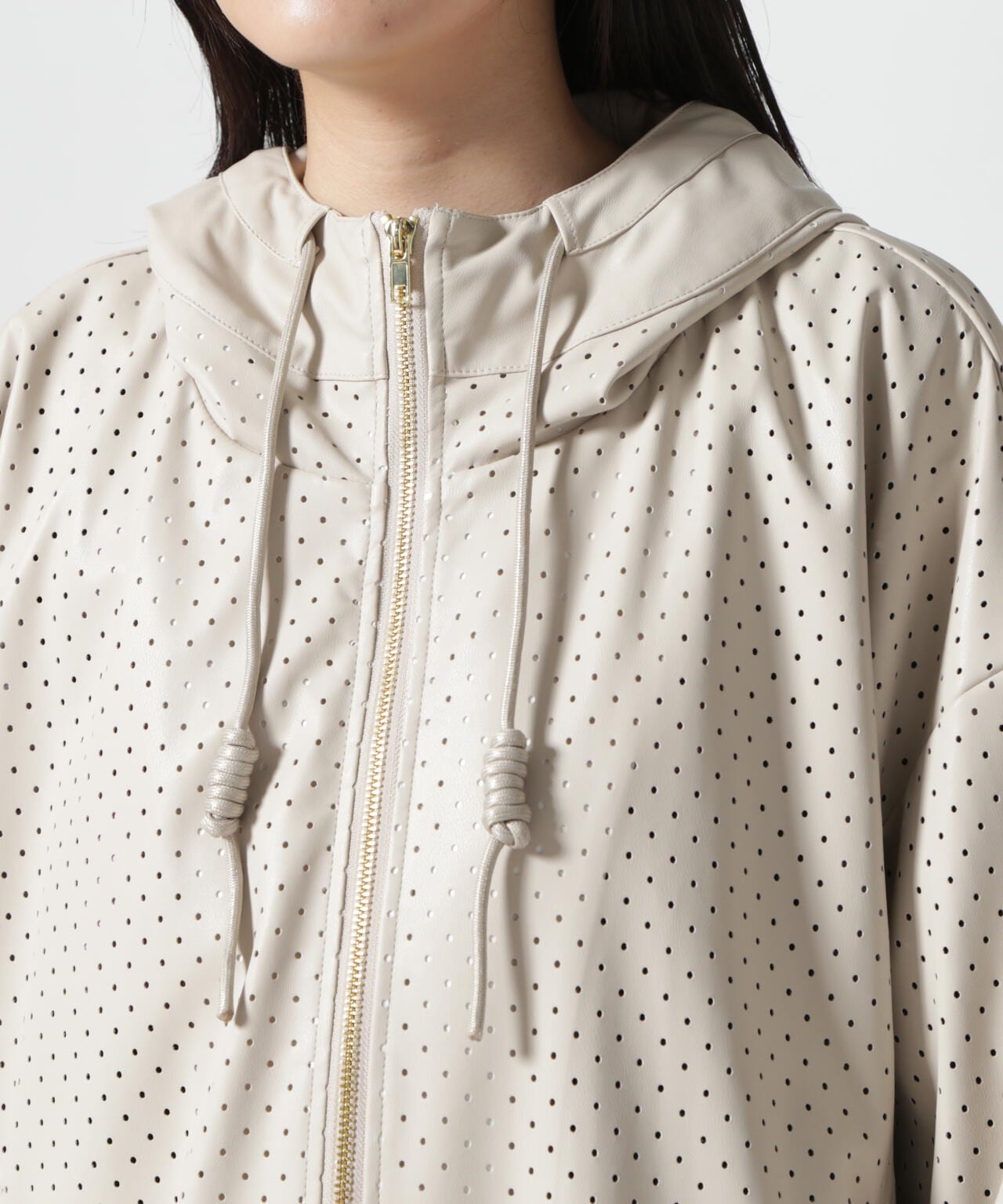 希少✨美品✨Risley リズレー レース切替 ブルゾン パーカー フード付 Risley(リズレー) パンチングエコレザ－パーカー | B'2nd（ビー