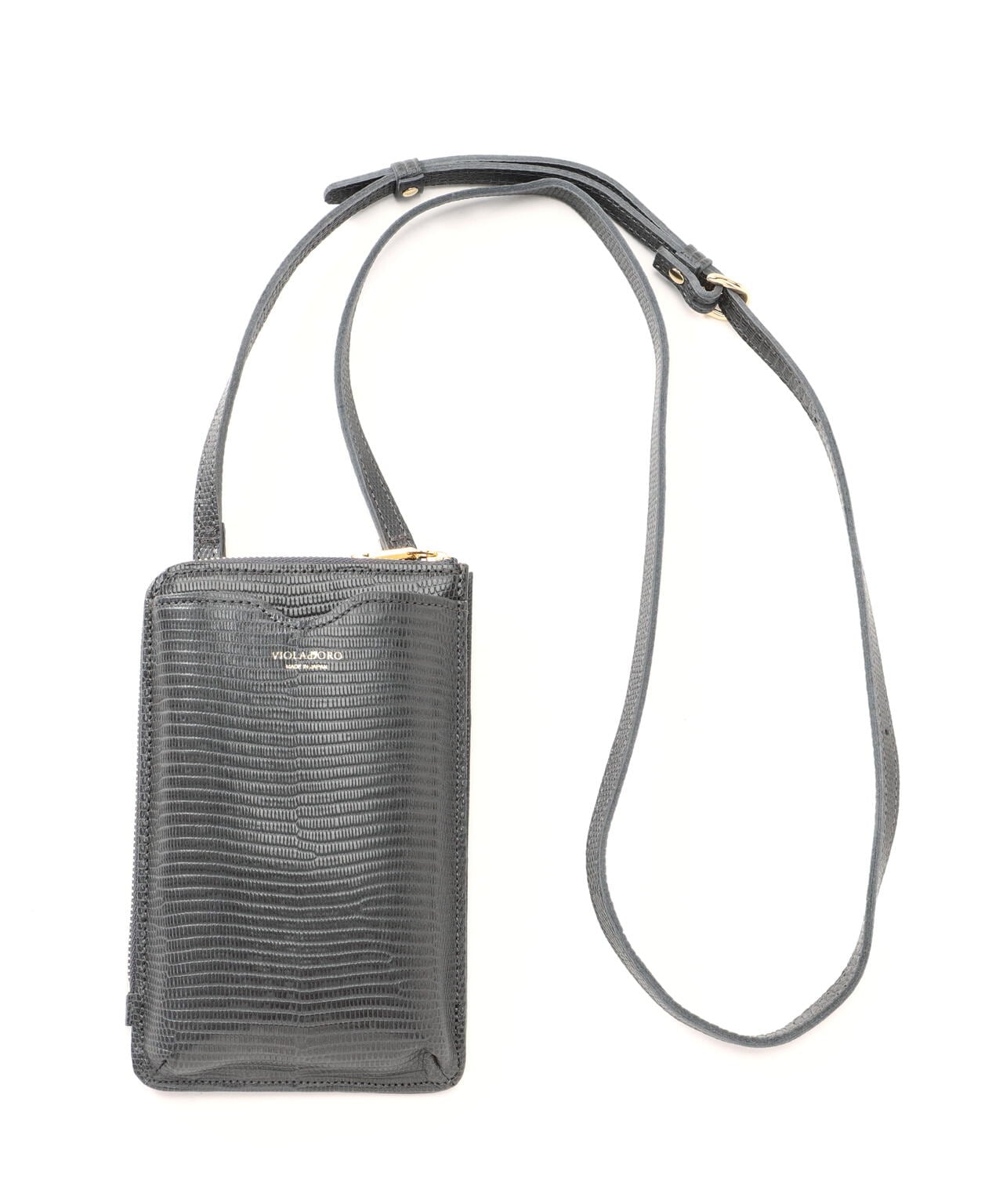 VIOLAd’ORO ヴィオラドーロ スマートフォンポシェット ラタン ブラック VIOLAd'ORO 最大37%☆11/19限定 正規品 ヴィオラドーロ スマホ